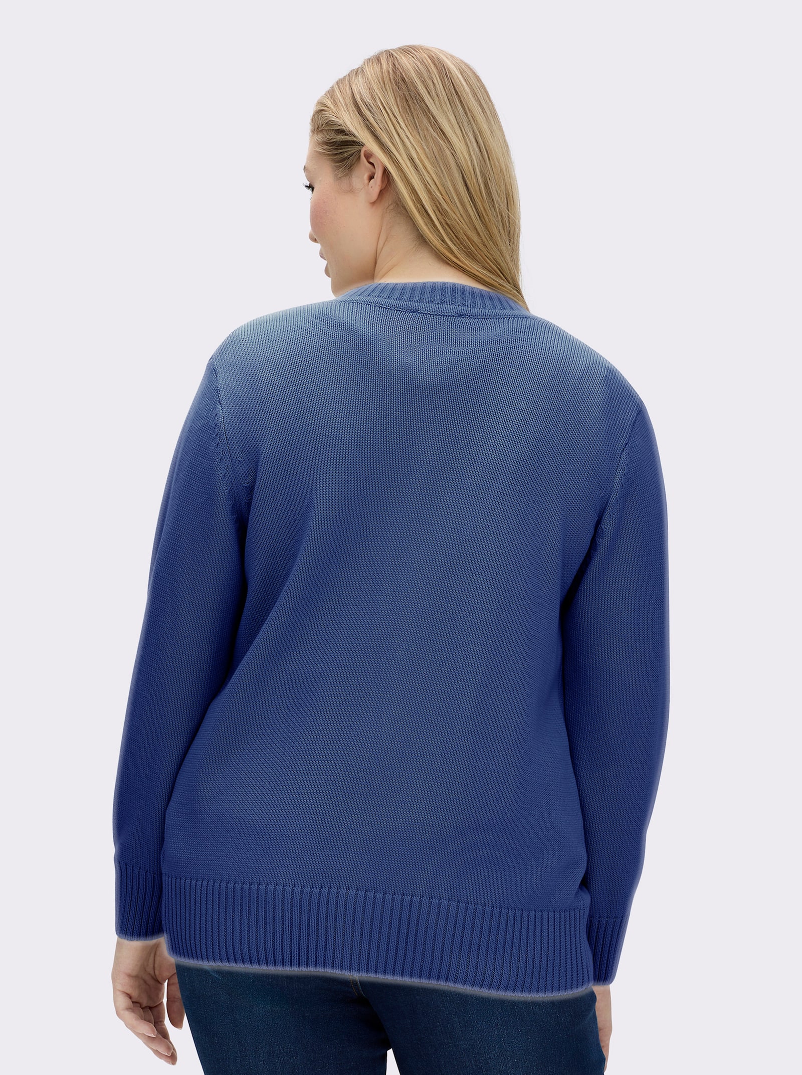 Strickjacke mit farblich abgestimmten Knöpfen - royalblau