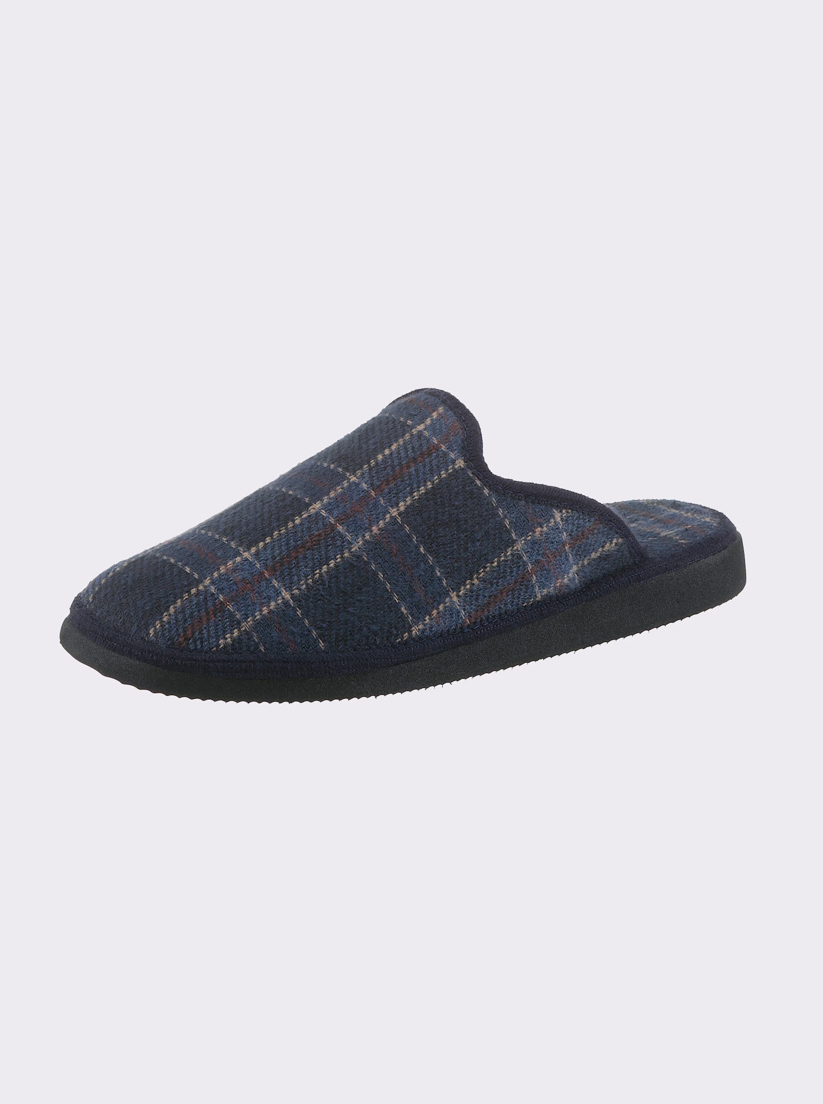 Pantoffel ungefüttert und leicht - marine-kariert