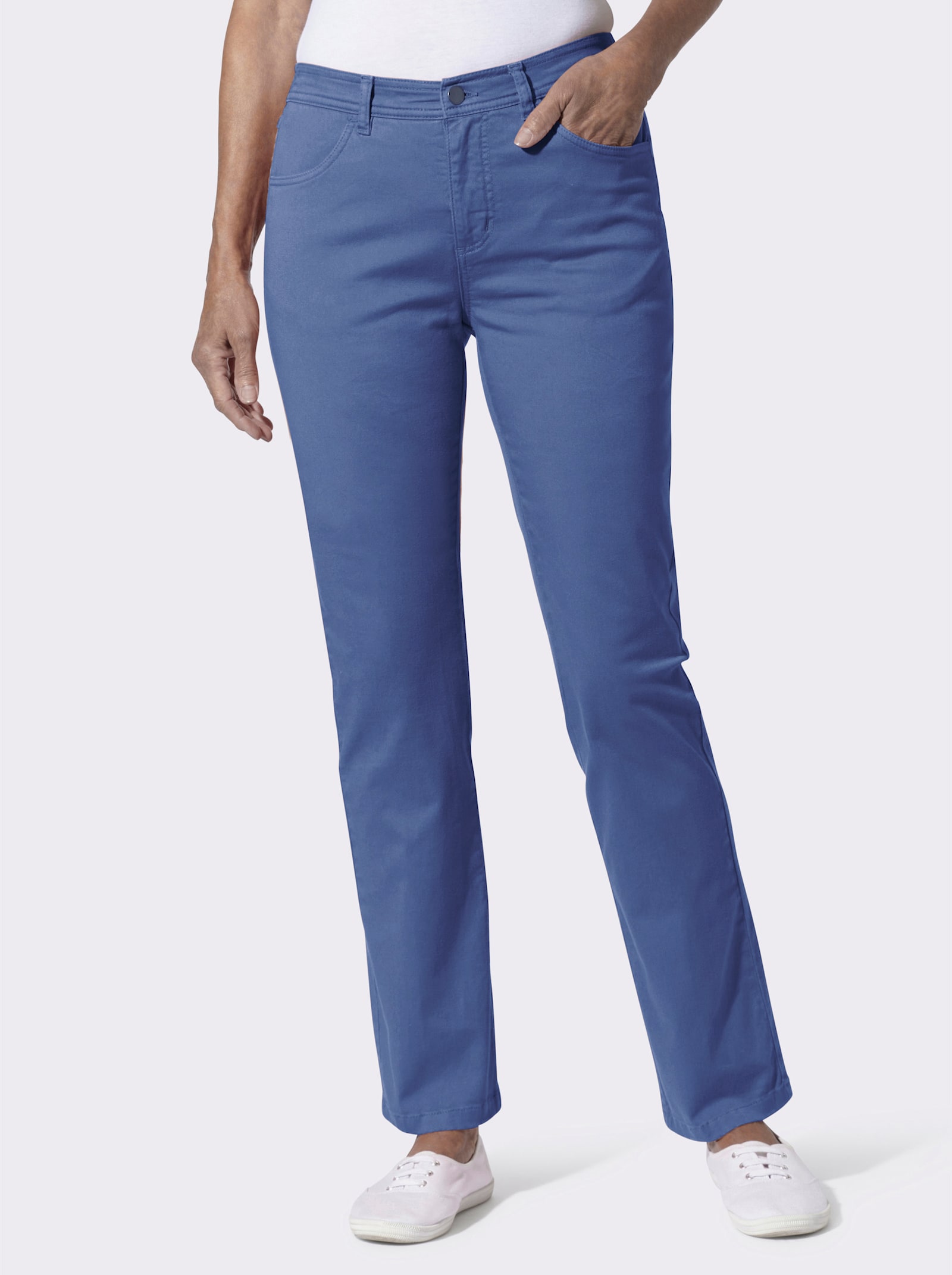 Stretch-Hose mit Biesen an den Gesässtaschen - jeansblau