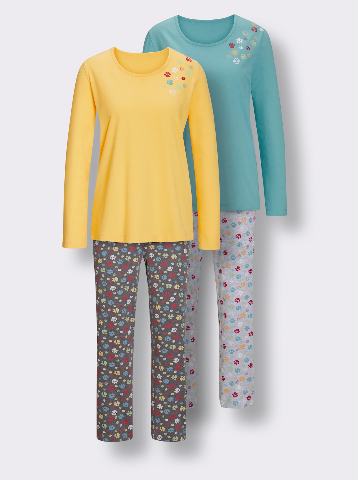 wäschepur Pyjama's - geel bedrukt + oceaan bedrukt