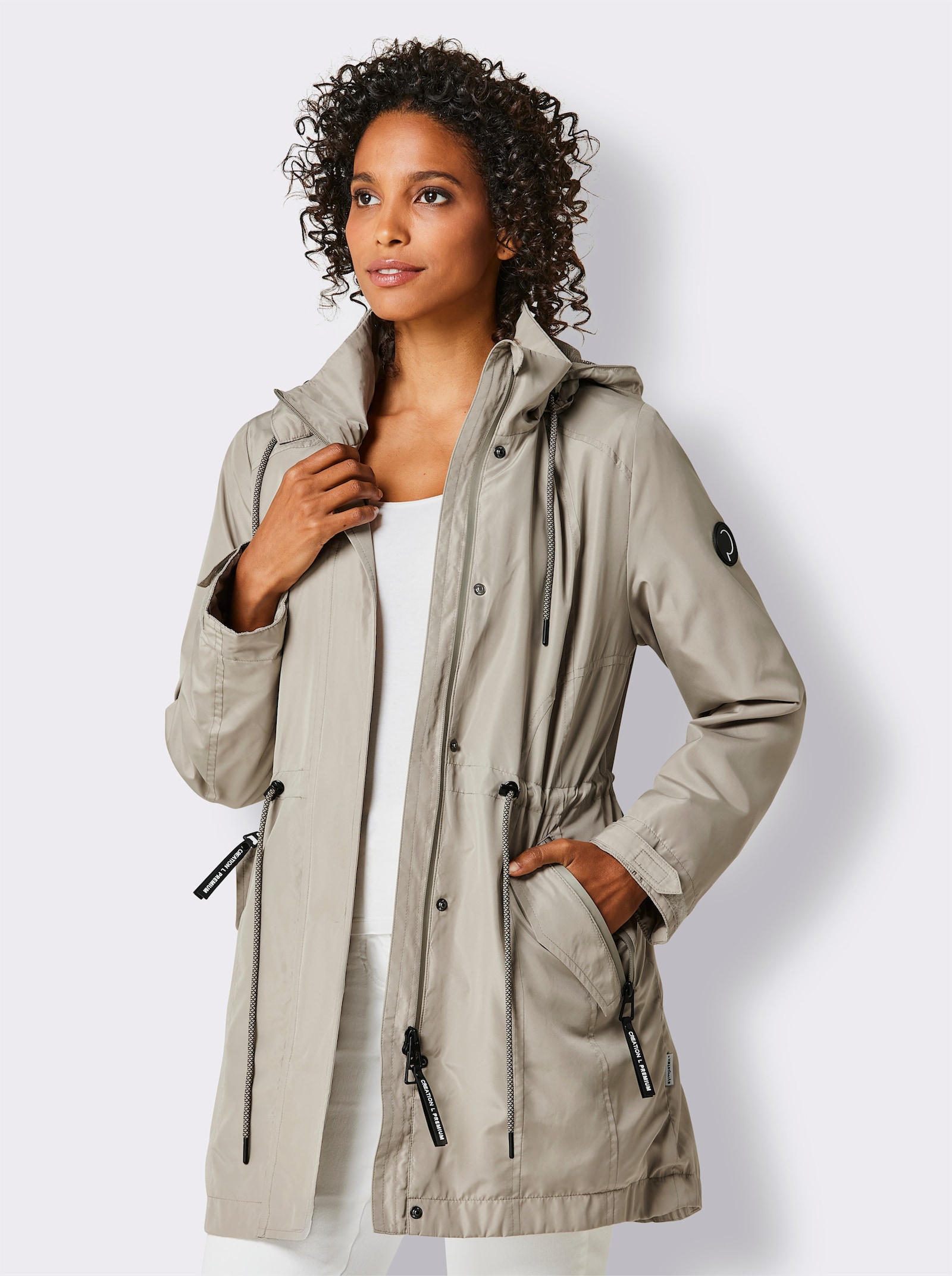 CREATION L PREMIUM Funktionsjacke mit Kapuze, abnehmbar - schlamm