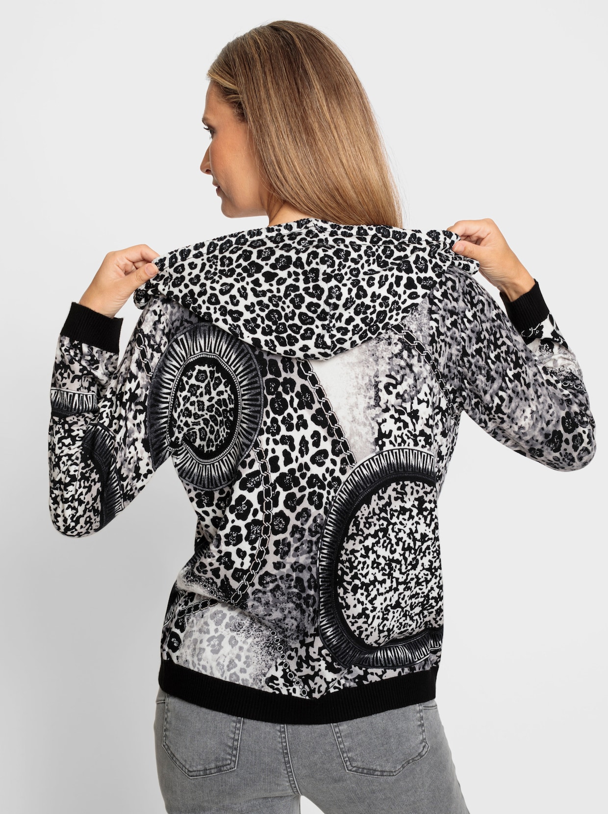 heine Pullover met print - ecru/zwart geprint