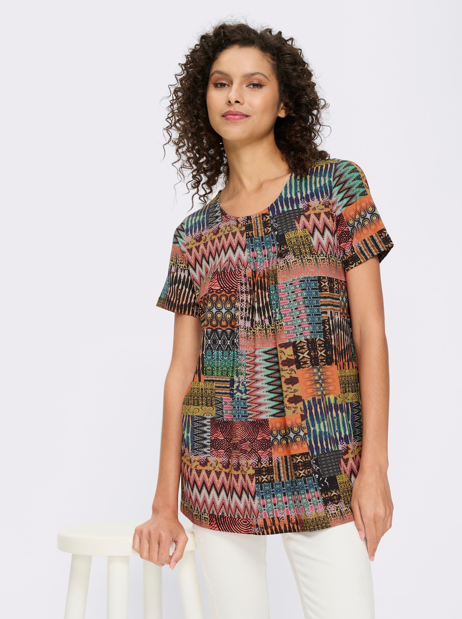 heine Print-Shirt mit Biesen - terra-rot-bedruckt