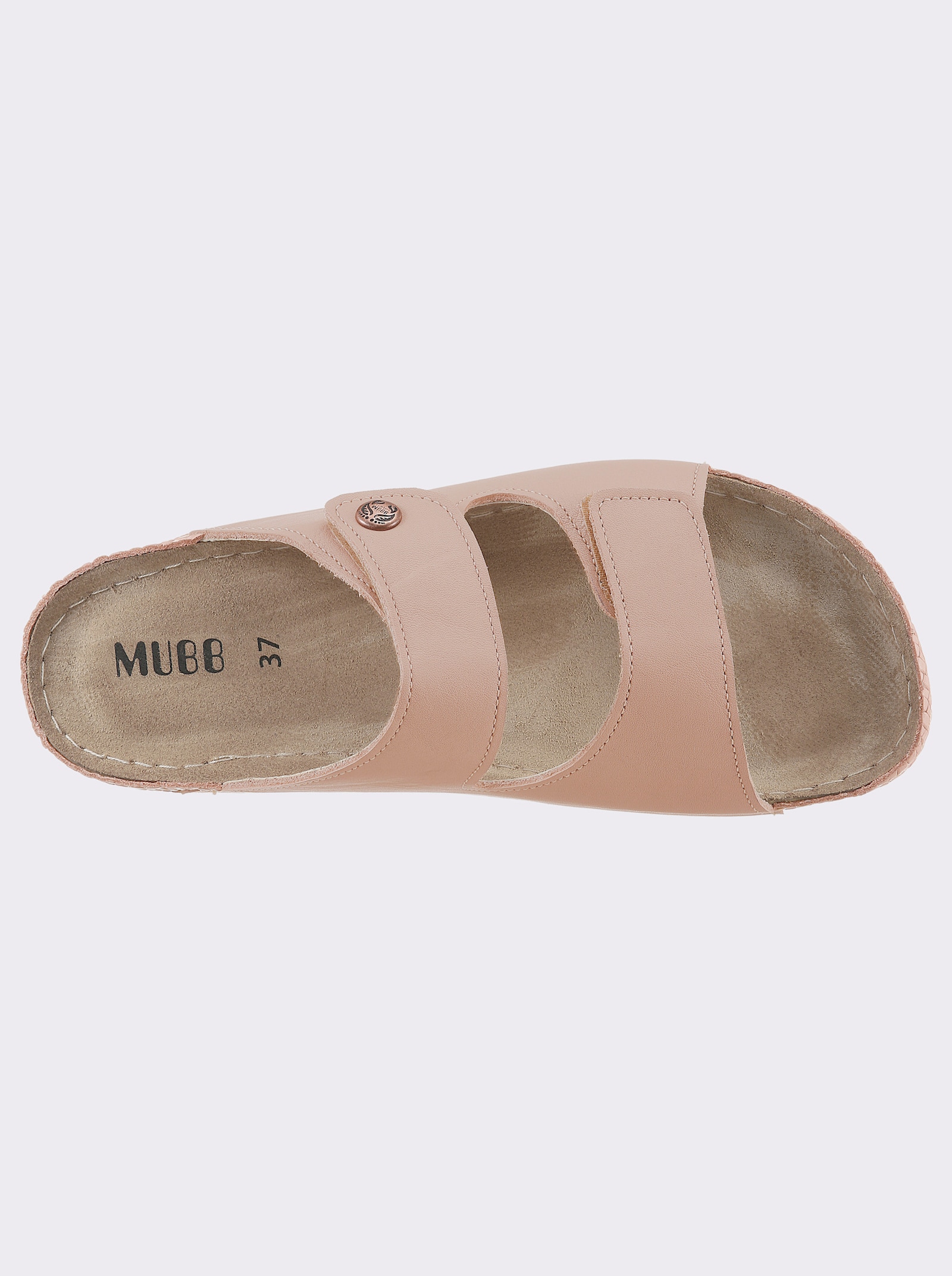 Mubb Pantolette mit Leder-Memory-Fußbett - puder