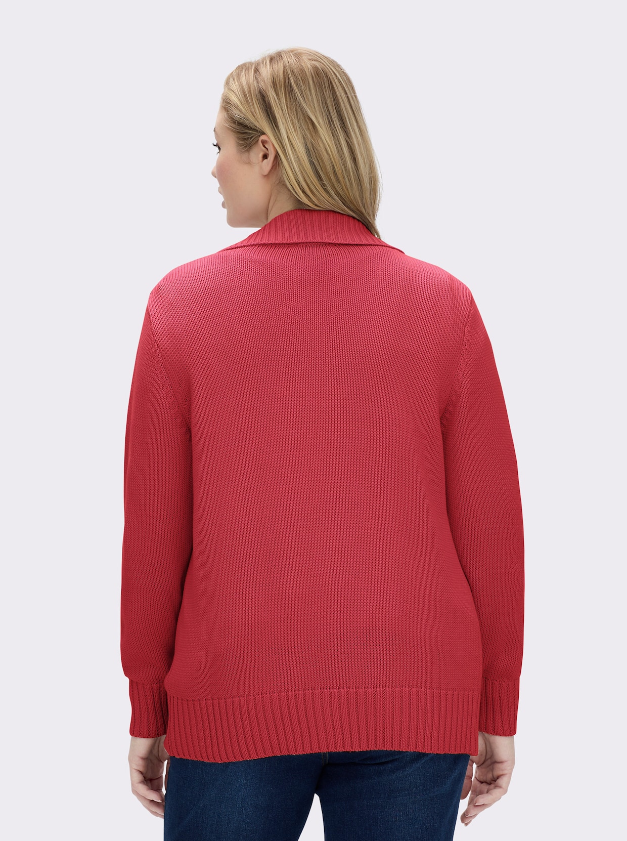 Strickjacke mit 2-Wege-Reißverschluss - korallenrot