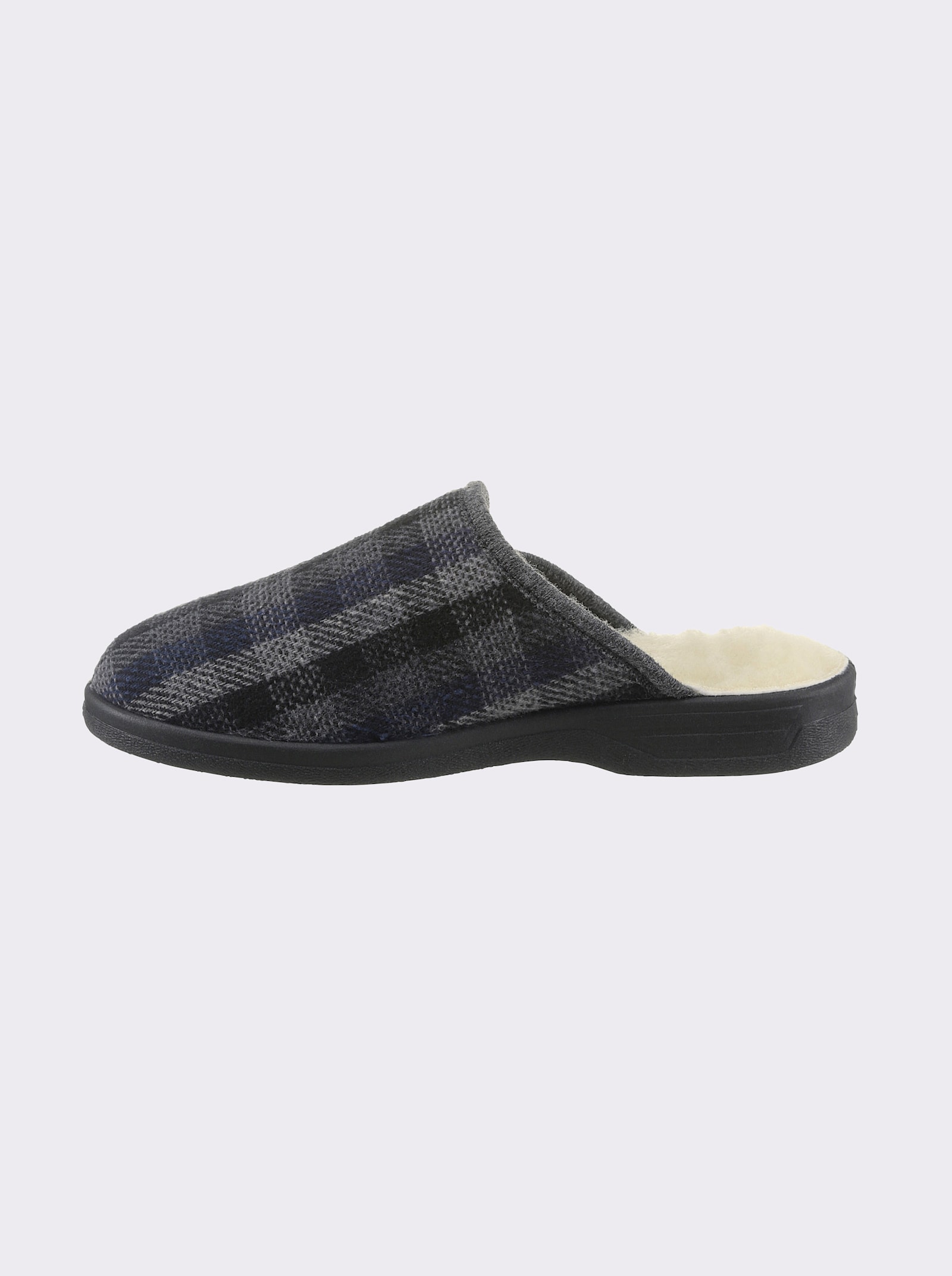 Pantoffel gefüttert oder ungefüttert - grau-kariert
