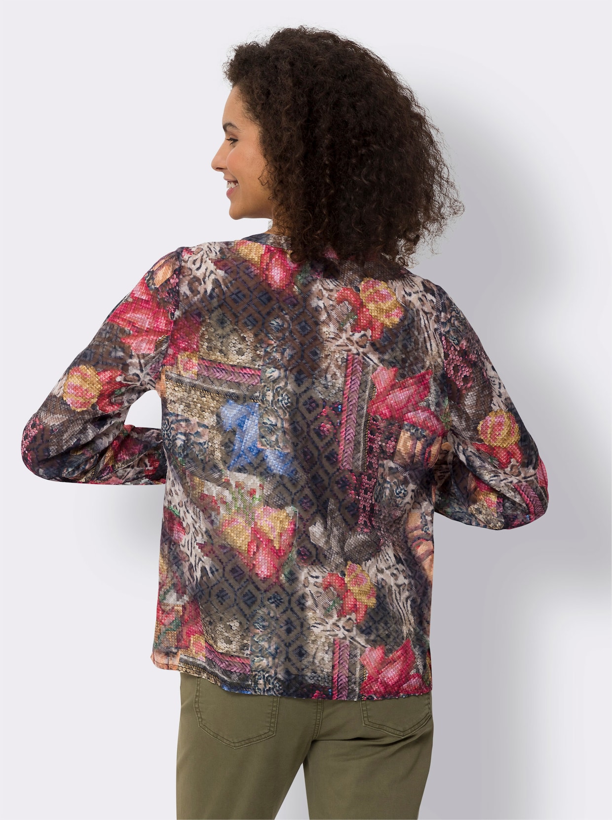 heine Blouse met print - chocolade/rood bedrukt