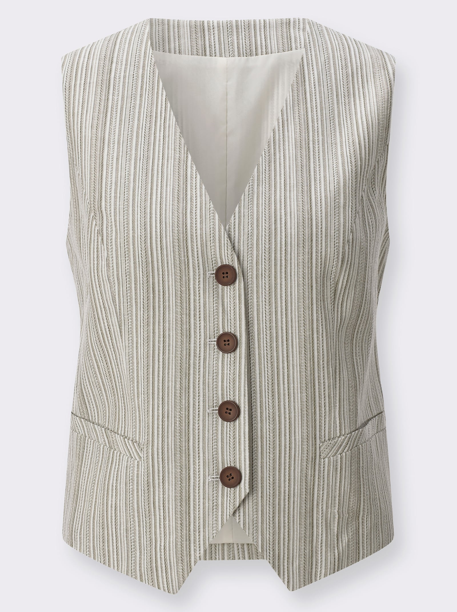 Weste mit Jacquard-Streifenmuster - champagner-khaki-gestreift