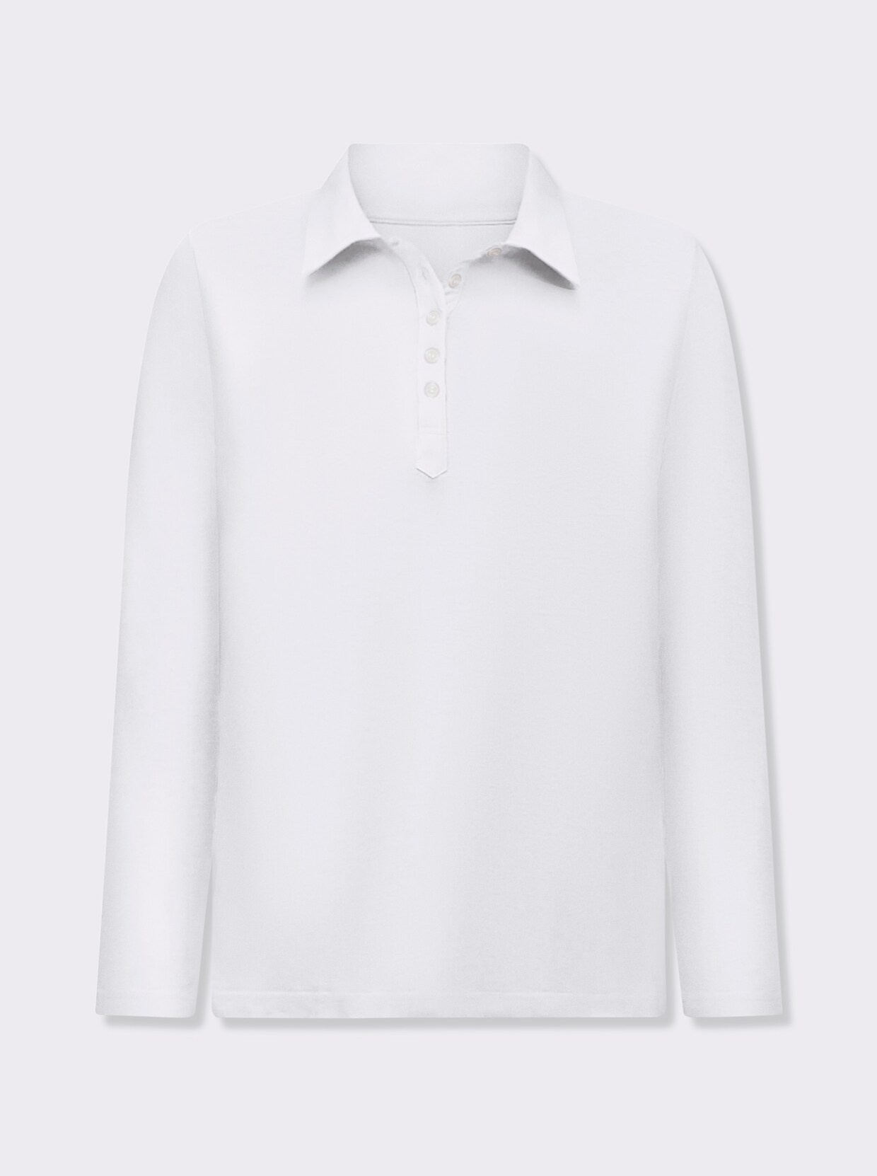 Langarm-Poloshirt in reiner Baumwoll-Qualität - weiß