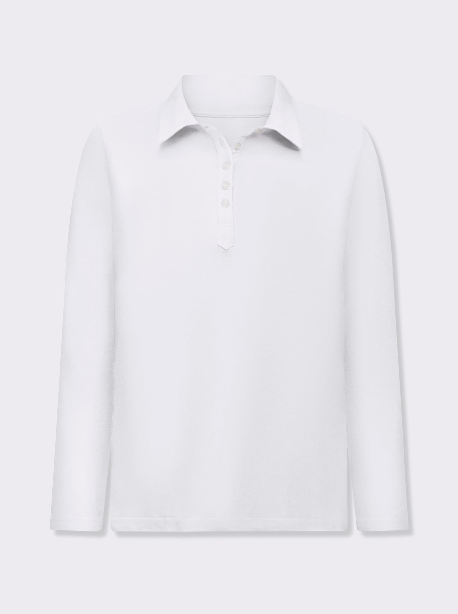 Langarm-Poloshirt in reiner Baumwoll-Qualität - weiß