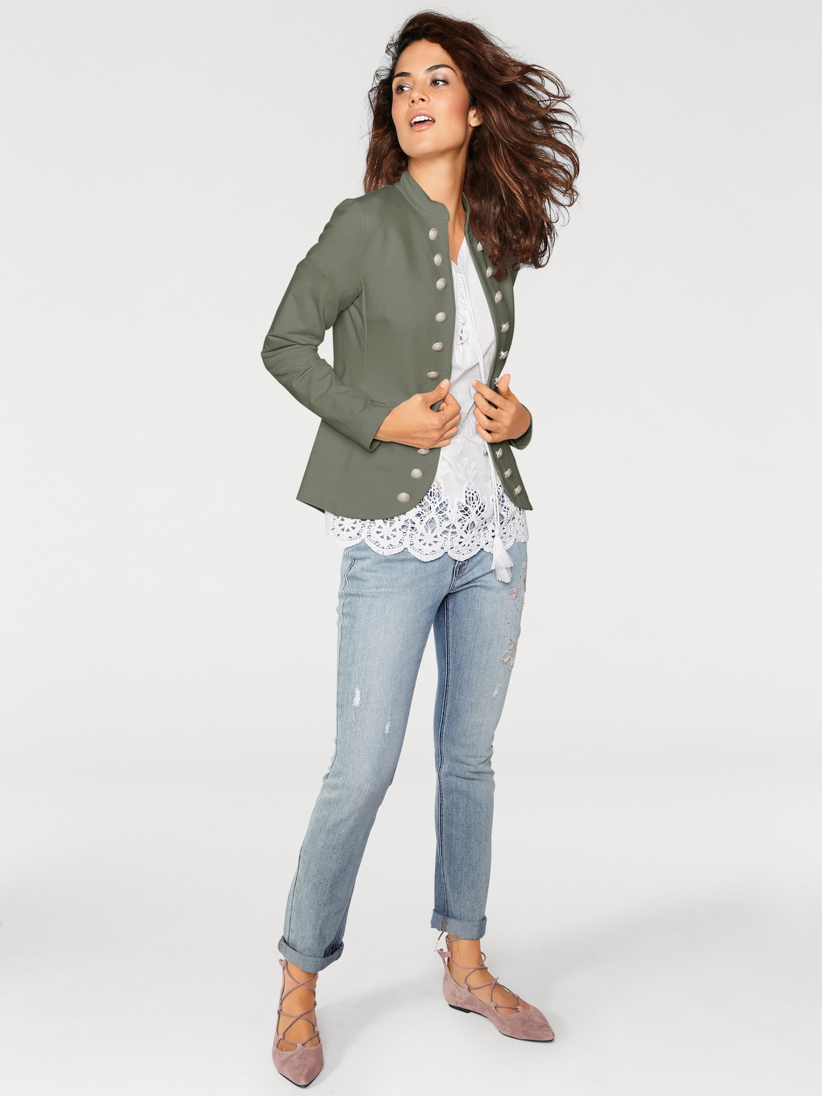 heine Jerseyblazer im Military-Look - oliv