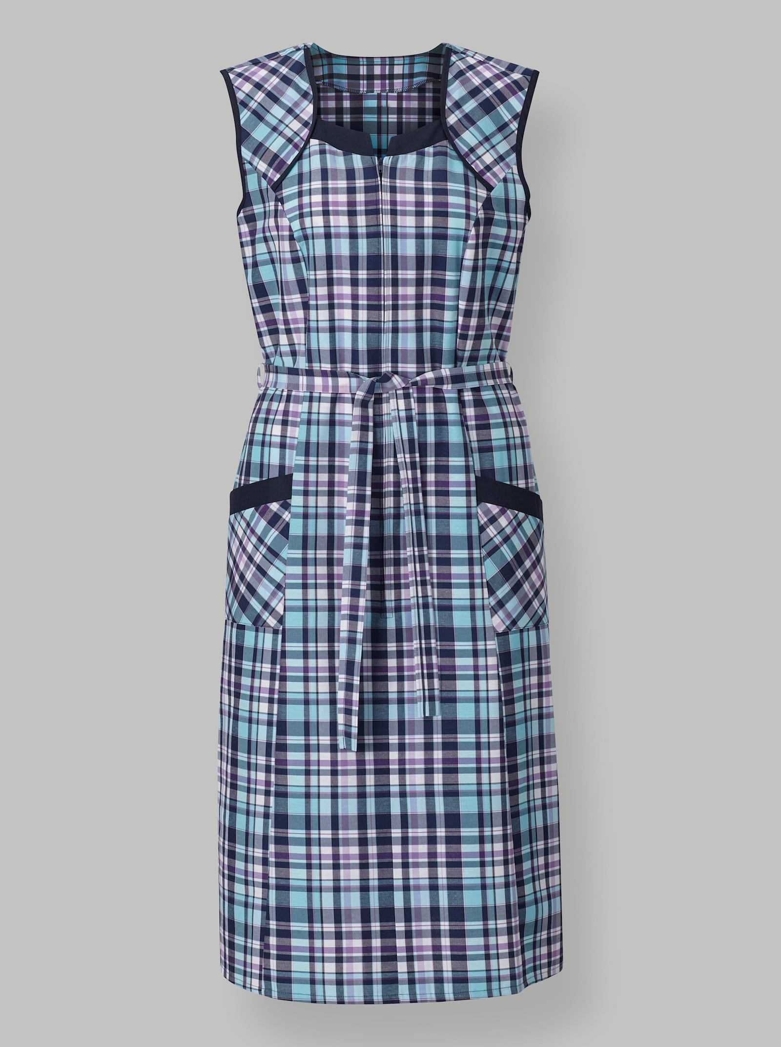 RV-Schürze im gewebten Karomuster - marine-flieder