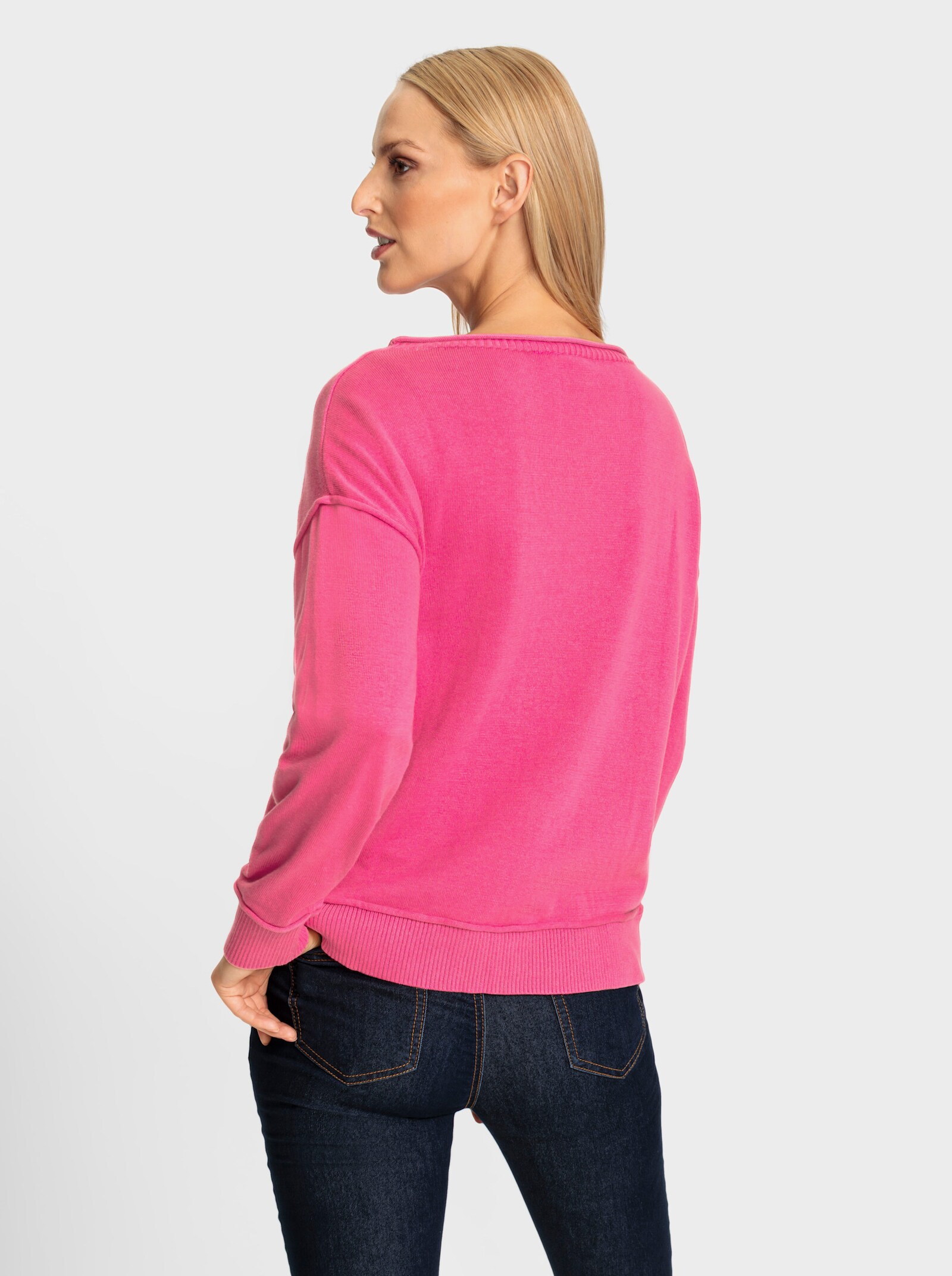 heine Strickpullover mit U-Boot-Ausschnitt - pink