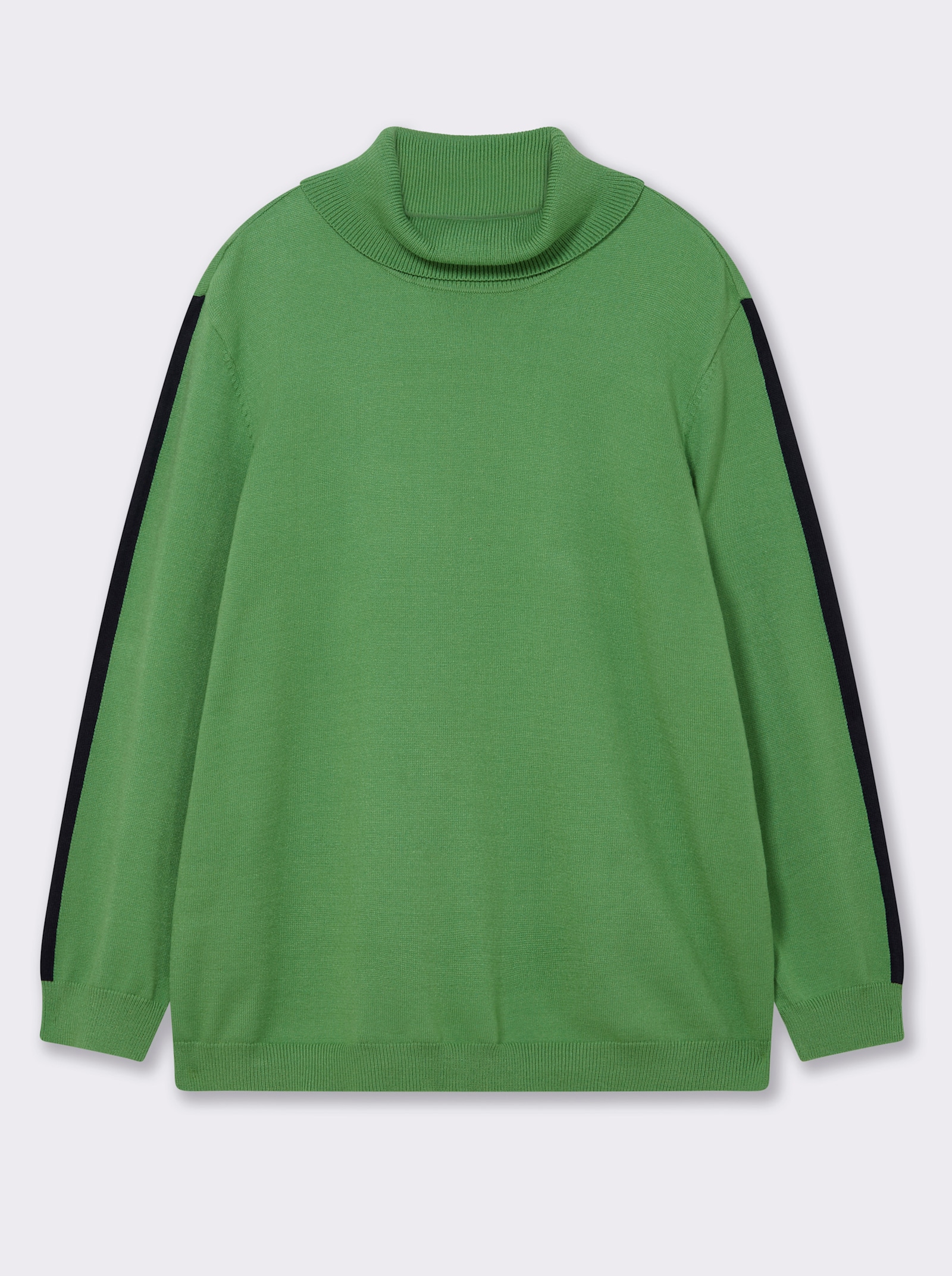 sheego Rollkragenpullover mit Kontraststreifen - apfel