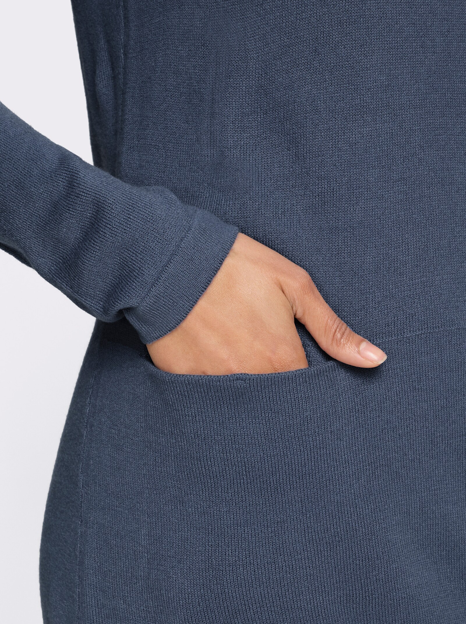 Longpullover in leichter A-Form - rauchblau