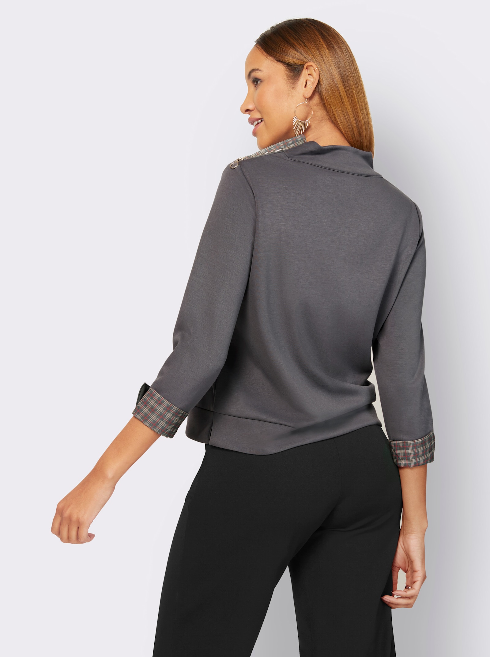 3/4-Arm-Shirt mit 50% Modal - anthrazit