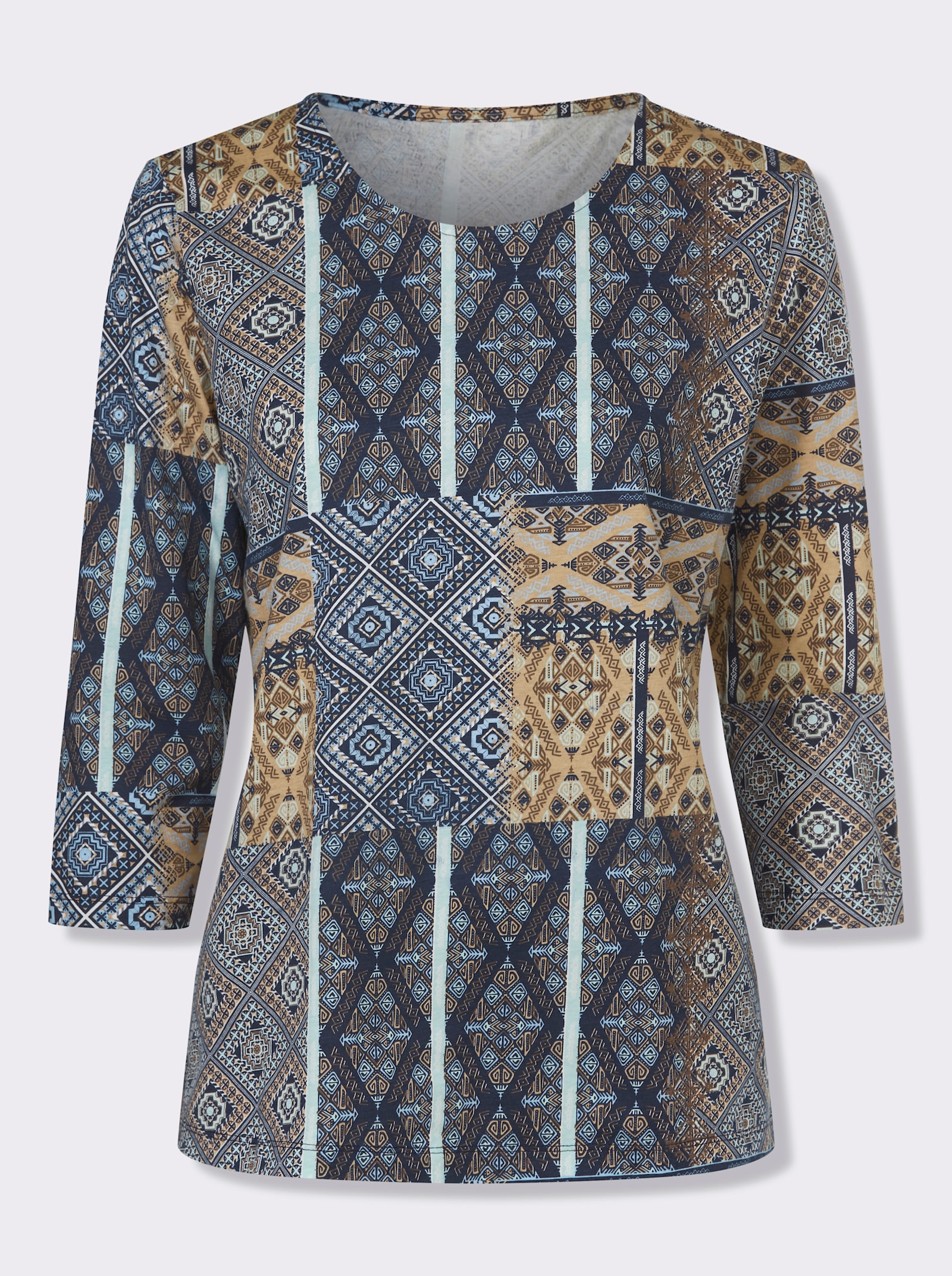 Tričko s 3/4 rukávem a etno vzorem - námořnická-velbloudí-potisk