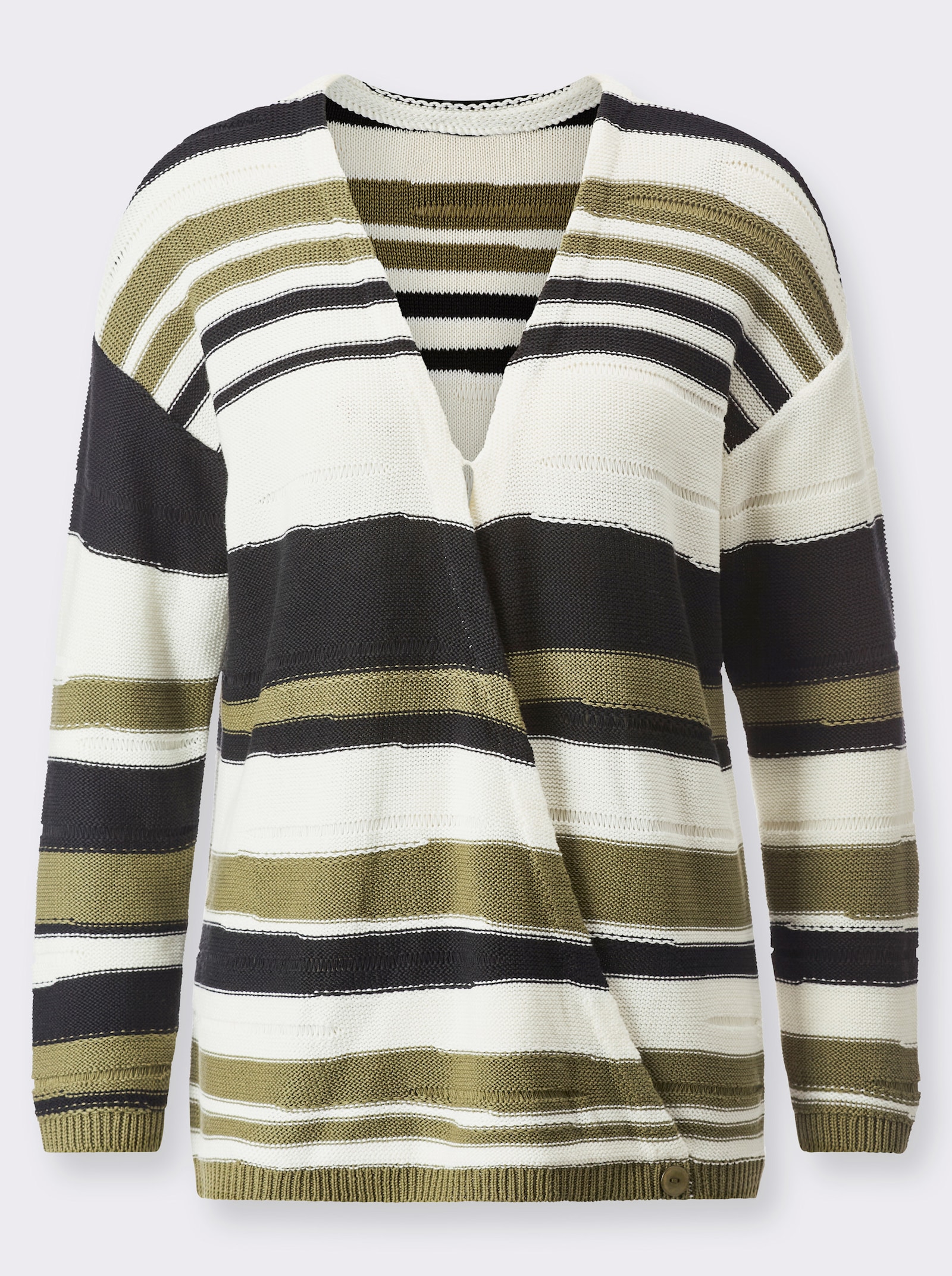 Wickelpullover im Streifendessin - ecru-schwarz-gemustert