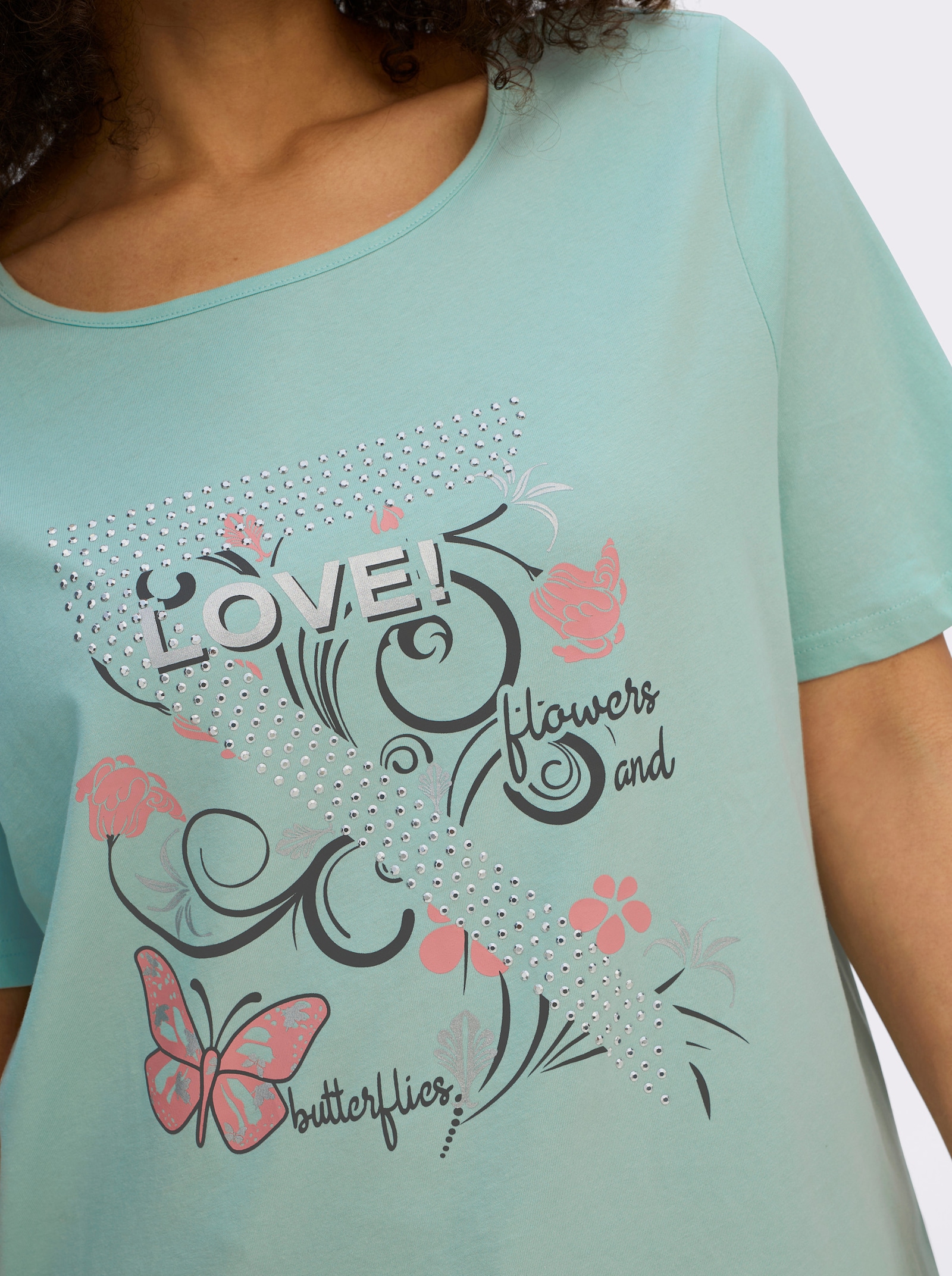 T-Shirt mit Schmetterlings-Druck - kalkmint