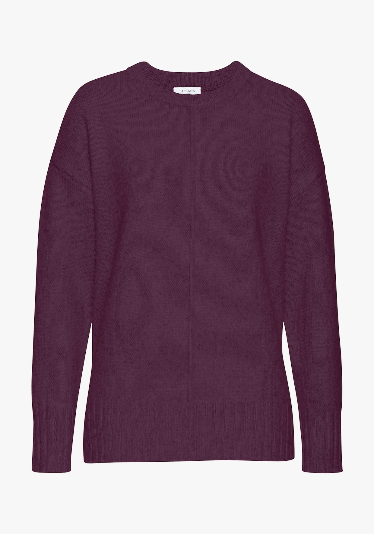 LASCANA Rundhalspullover - lila/burgunder