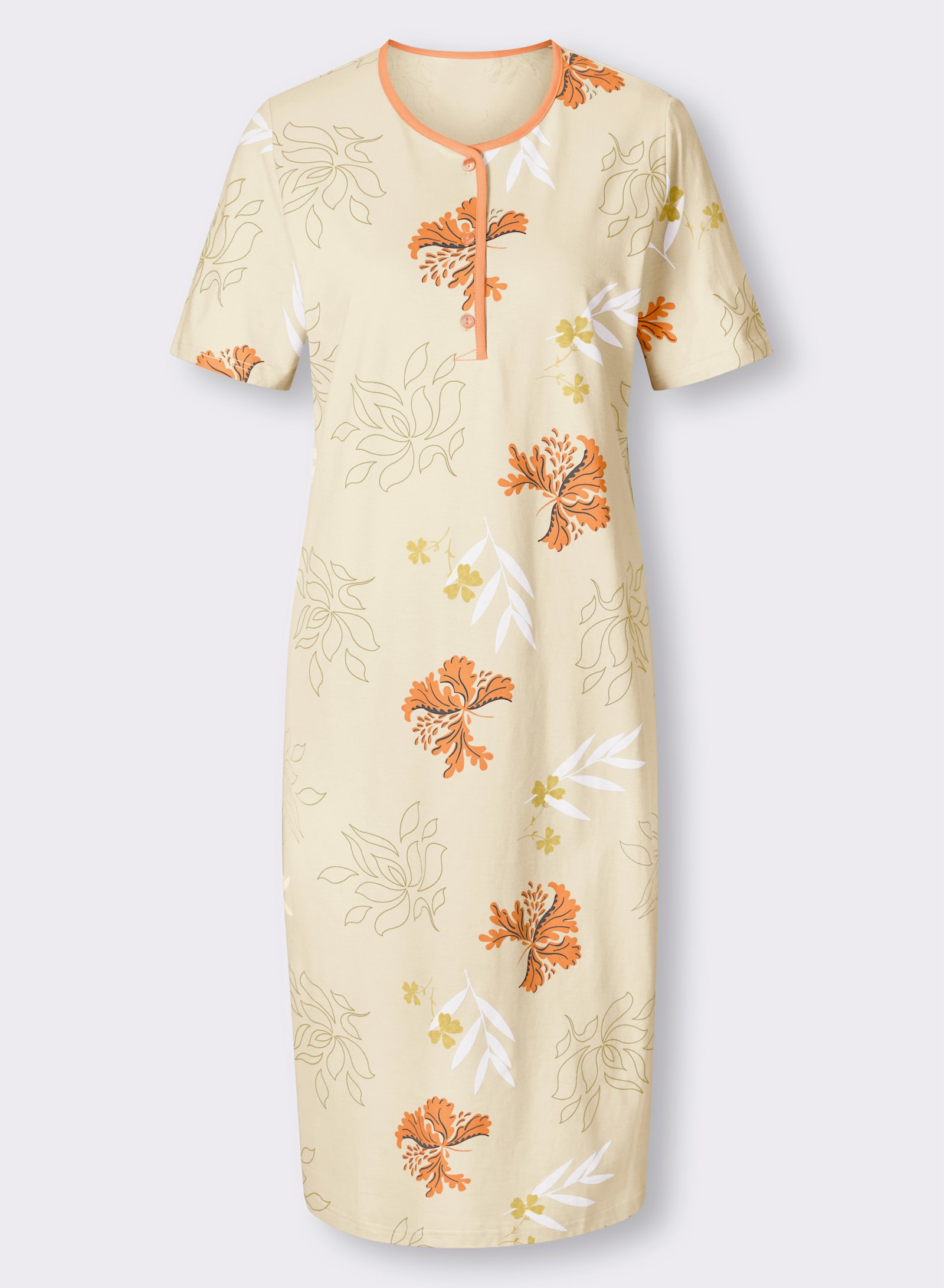 Ascafa Lot de 2 chemises de nuit, imprimé floral - vanille + vanille imprimé