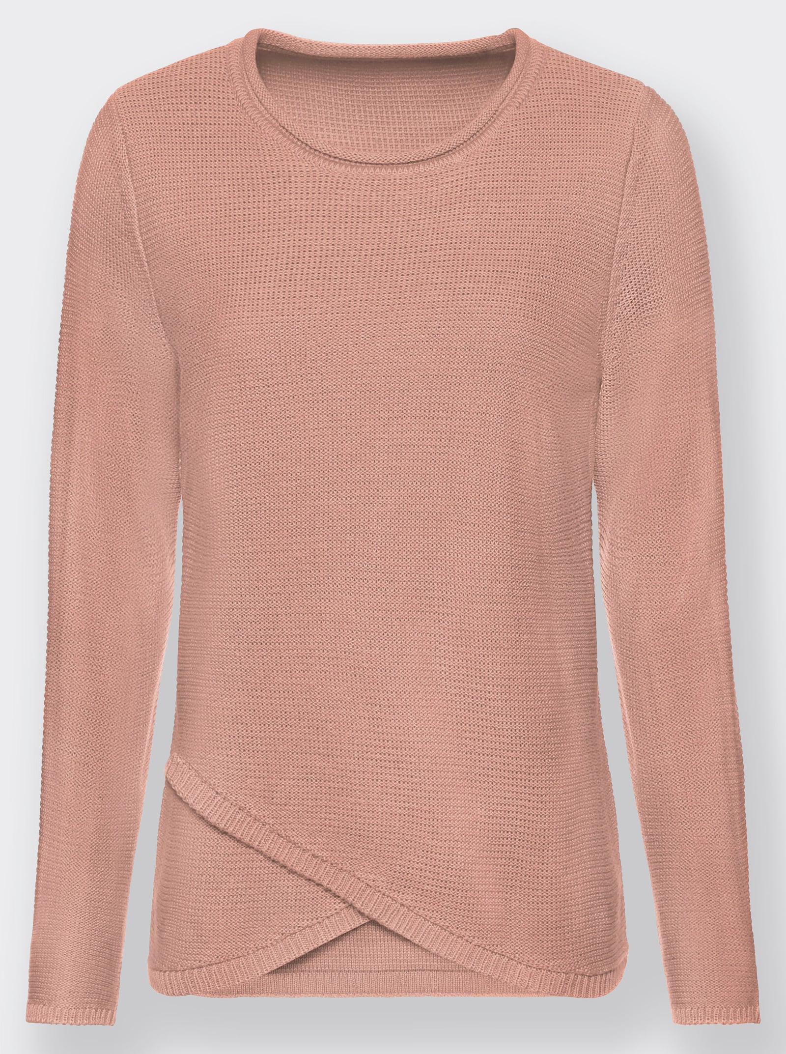 Langarm-Pullover mit asymmetrischem Saum - rosé
