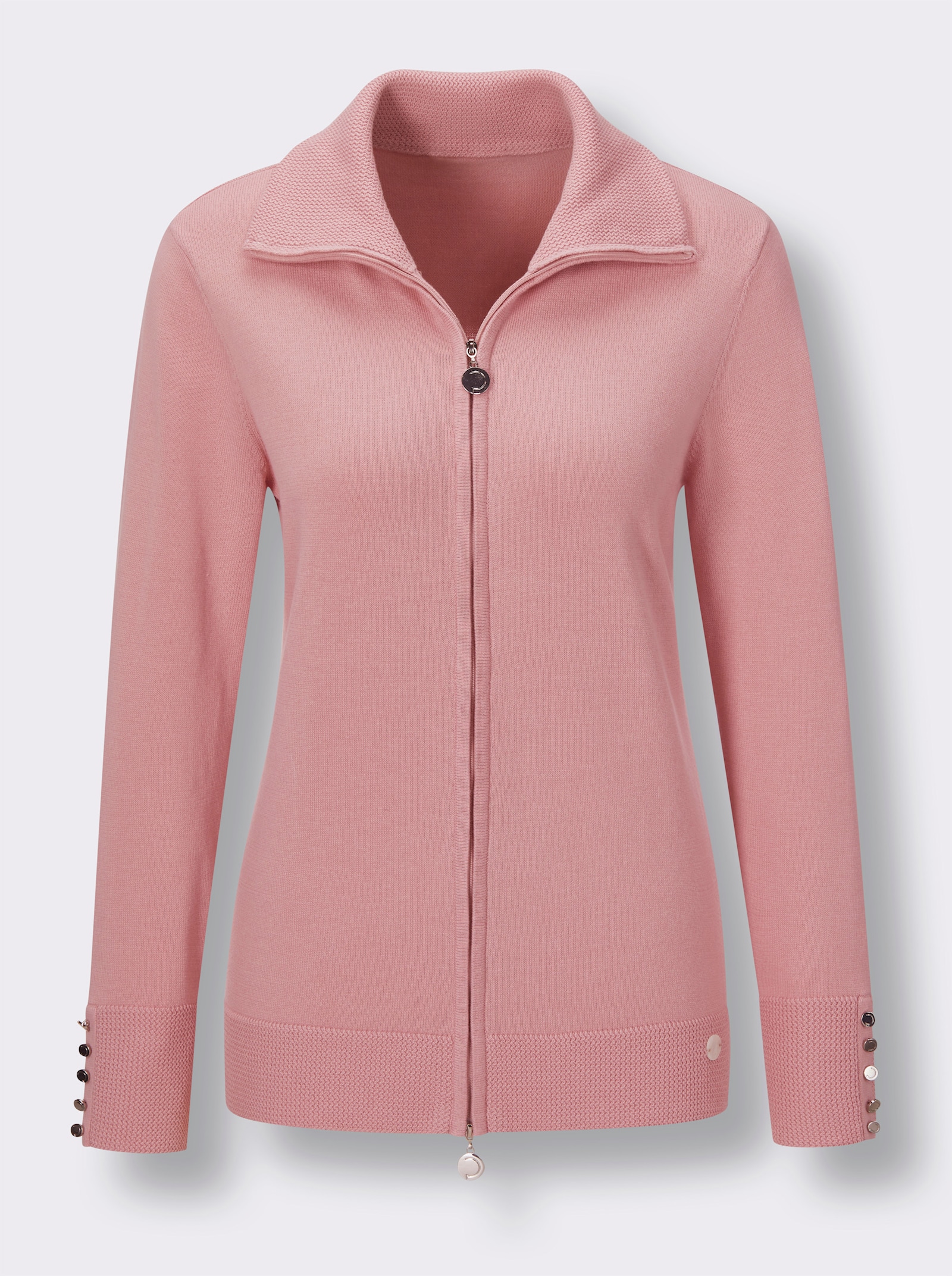 CREATION L PREMIUM Strickjacke aus mercerisierter Baumwolle - rosenquarz