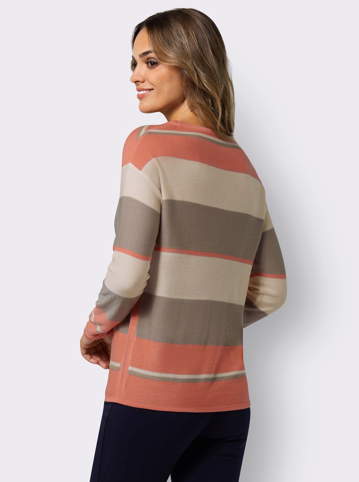 Gestreepte pullover - papaja/sesam gestreept