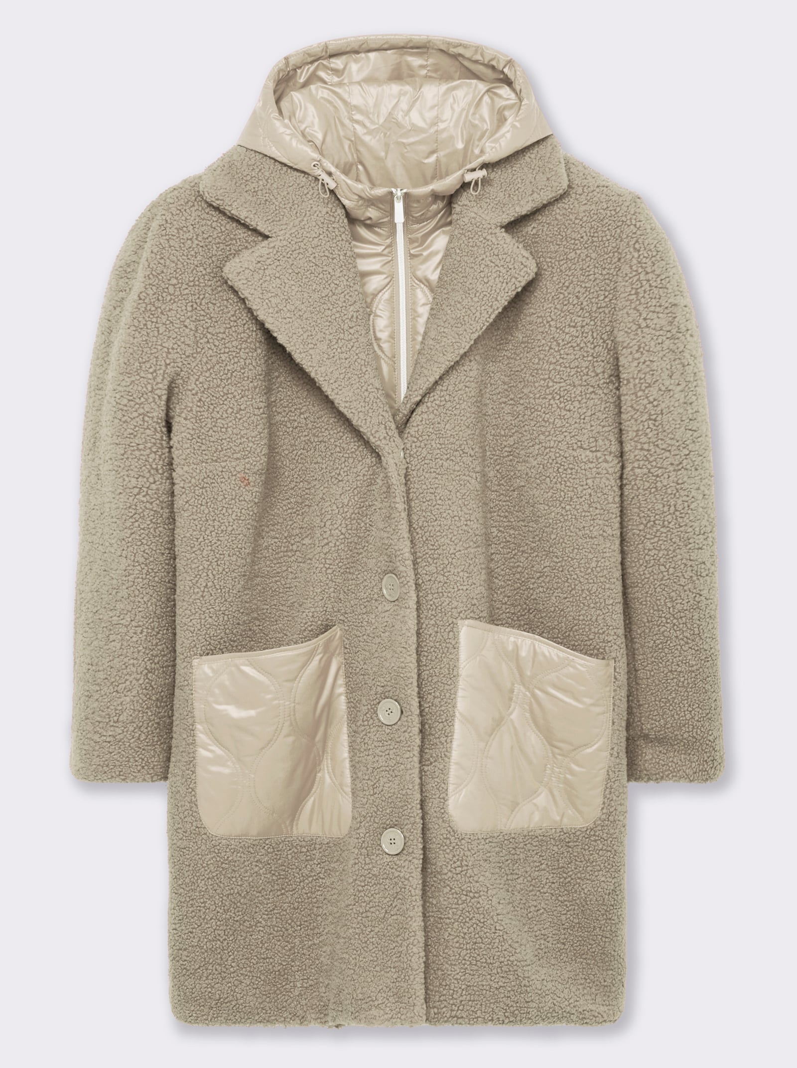 sheego Fleecemantel in 2-in-1-Optik - schlamm