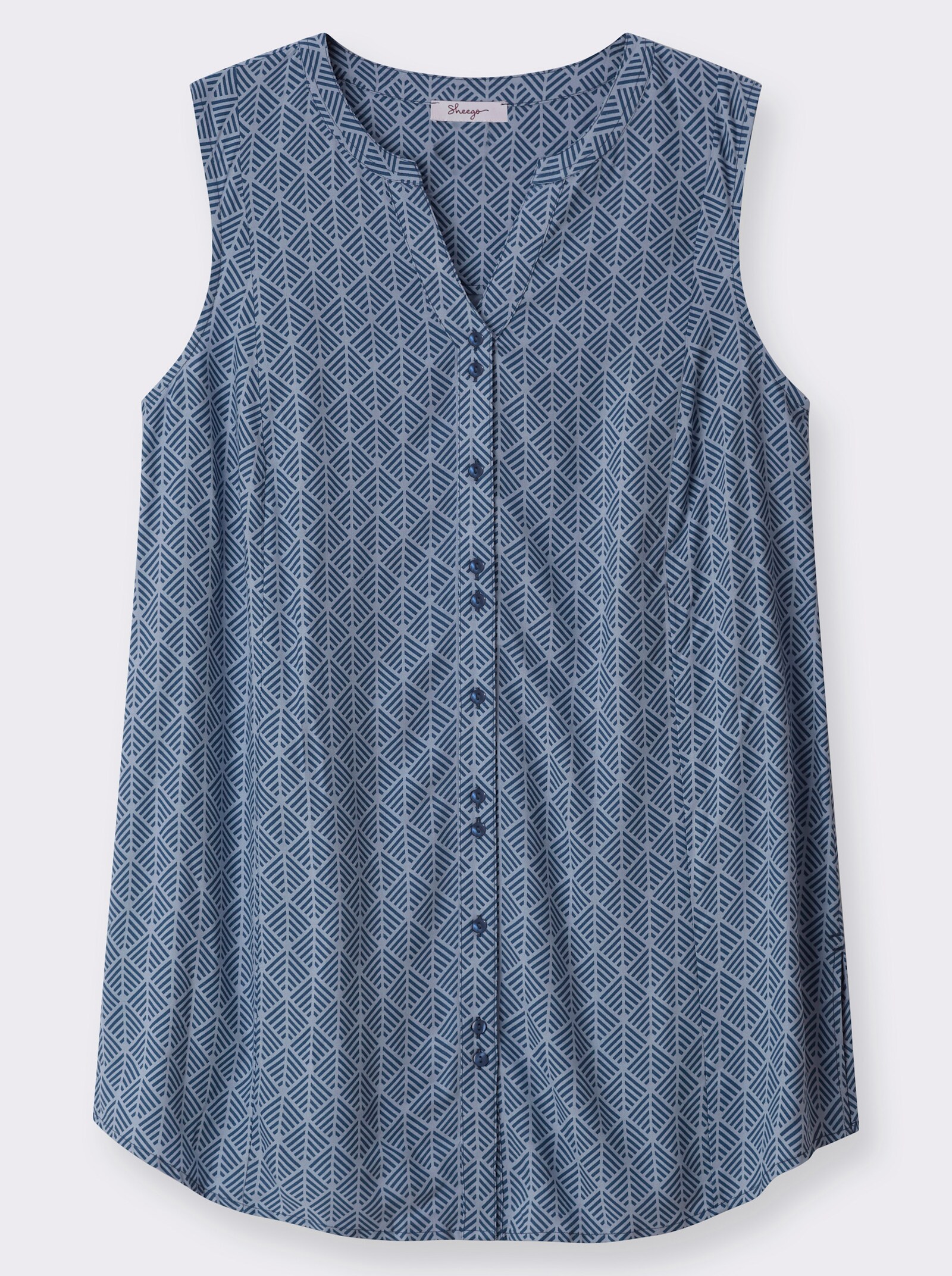 sheego Blusentop mit Knopfleiste - bleu-rauchblau-bedruckt
