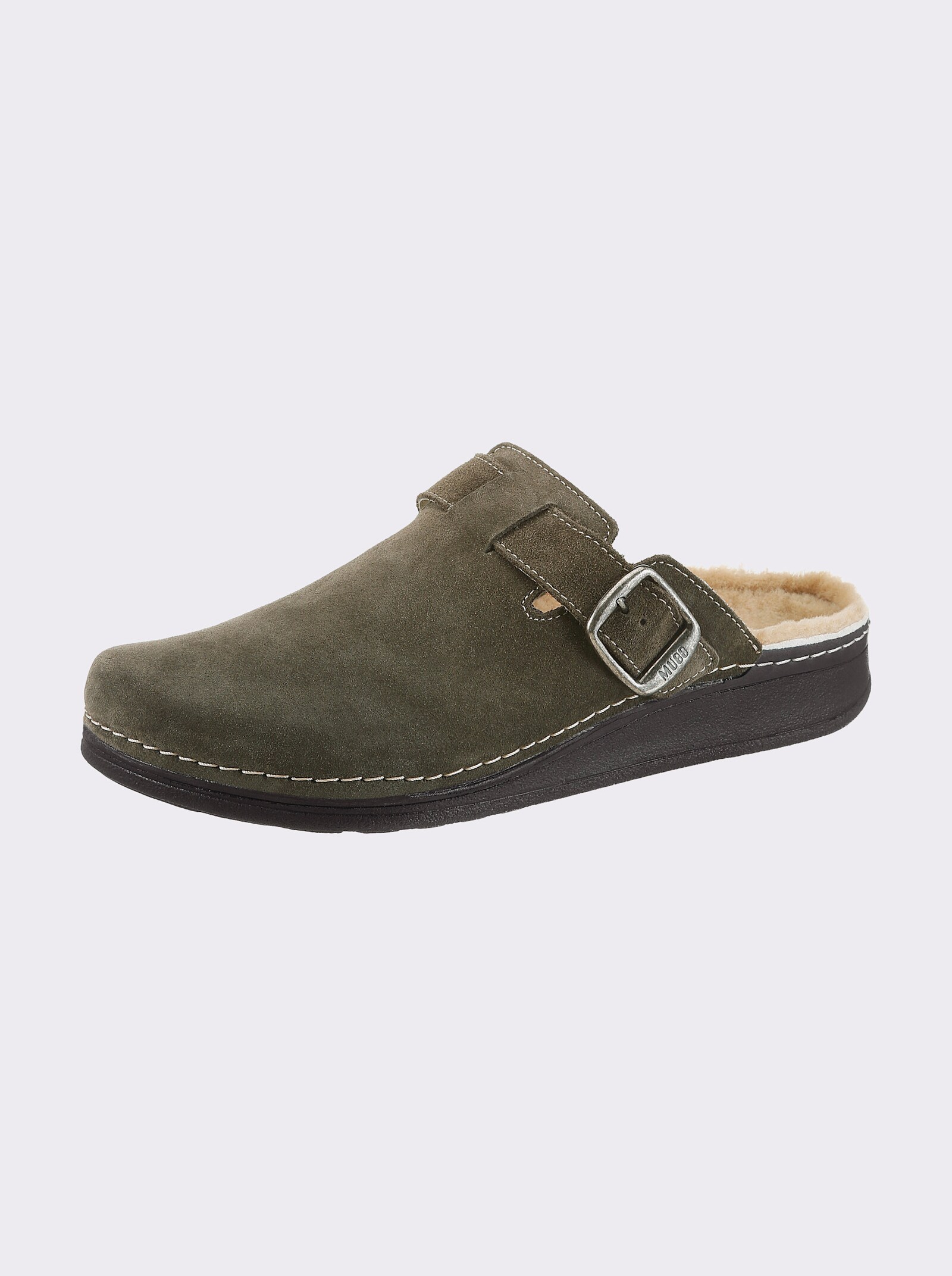 Mubb Pantoffel mit Lammfell gefüttert - khaki