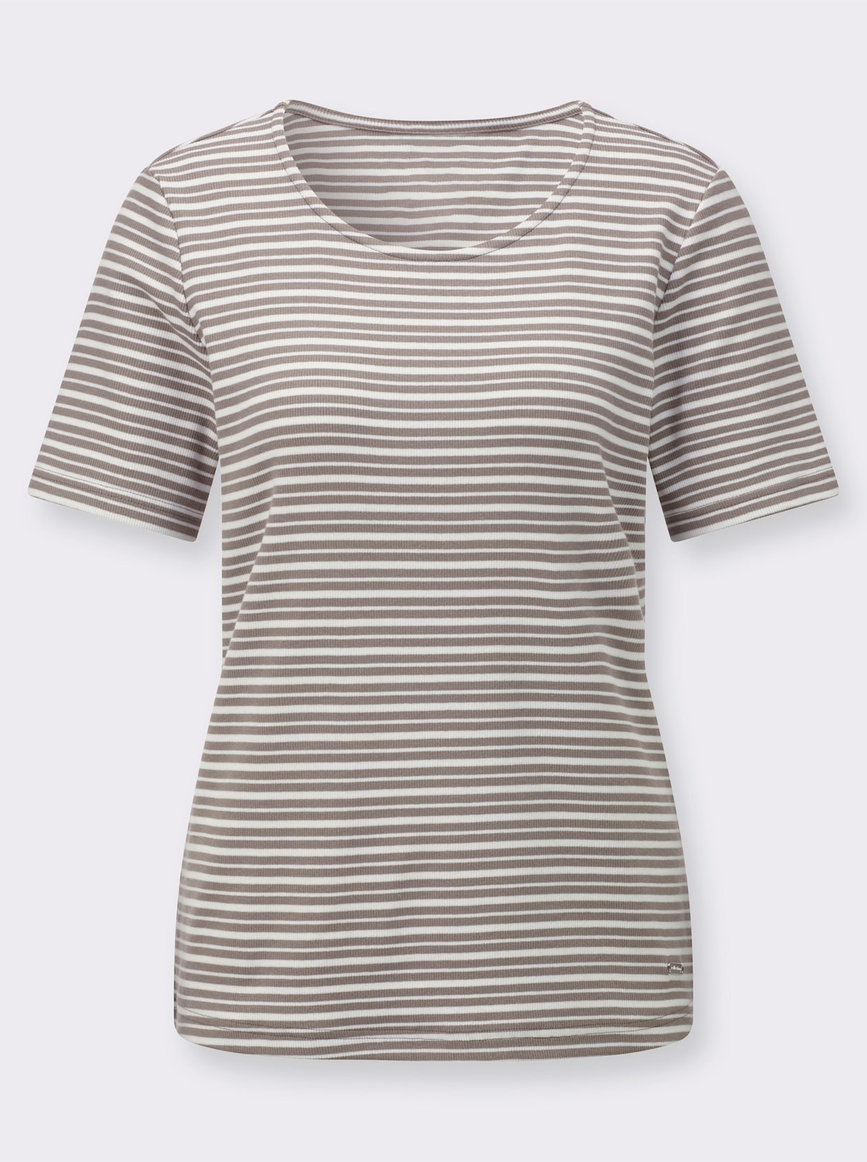 Streifenshirt - taupe-weiß-gestreift
