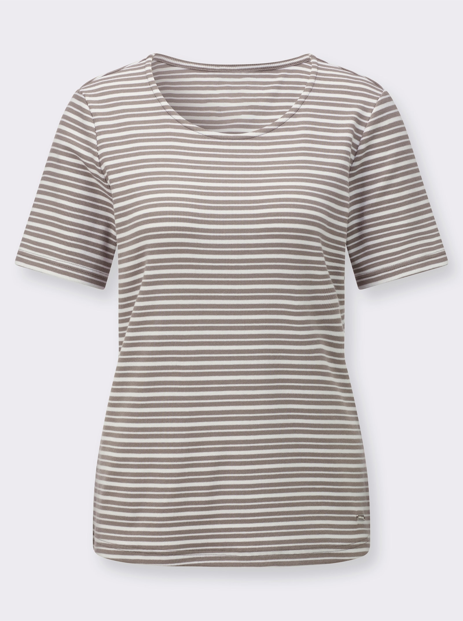 Streifenshirt in Baumwoll-Stretch-Qualität - taupe-weiss-gestreift