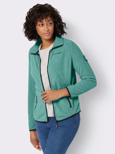 Fleecejacke mit Stickerei - jadegrün