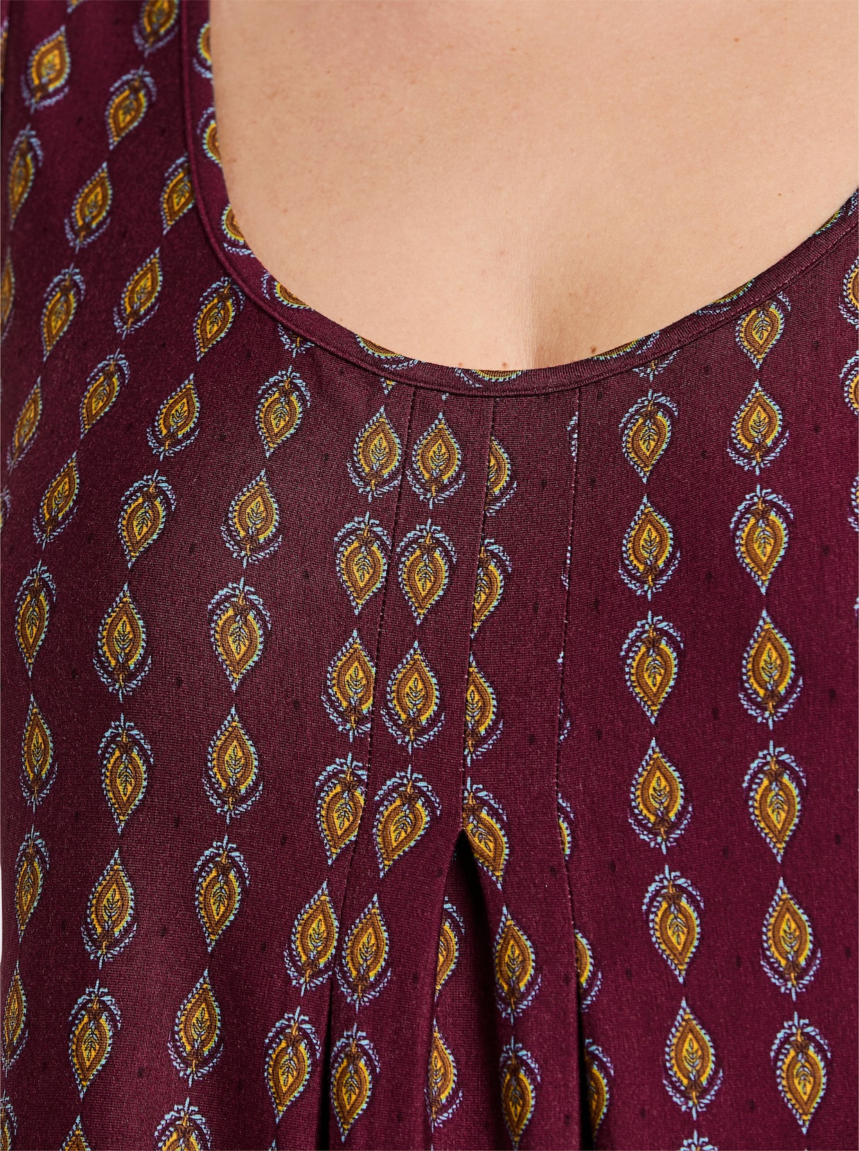 sheego Druckkleid mit Biesen - bordeaux-burgund-bedruckt