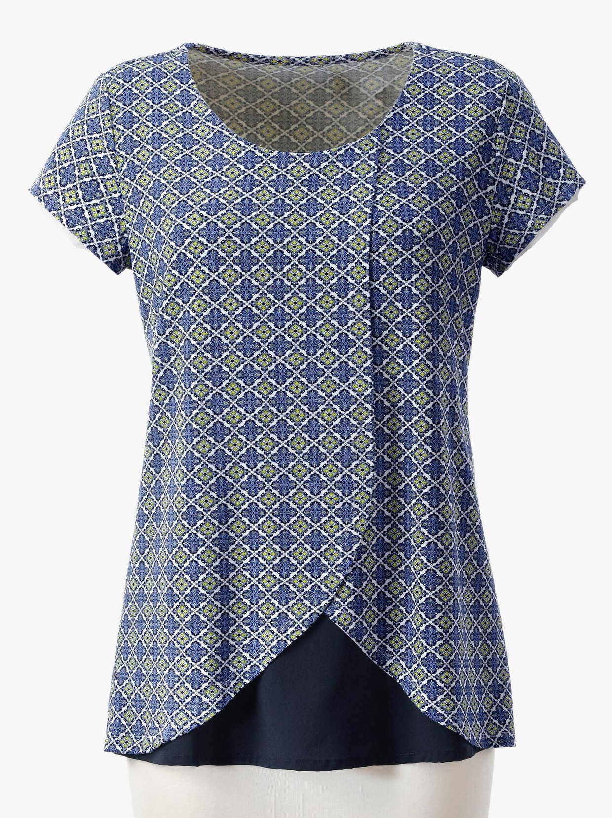 2-in-1-Shirt - marine-gelb-bedruckt