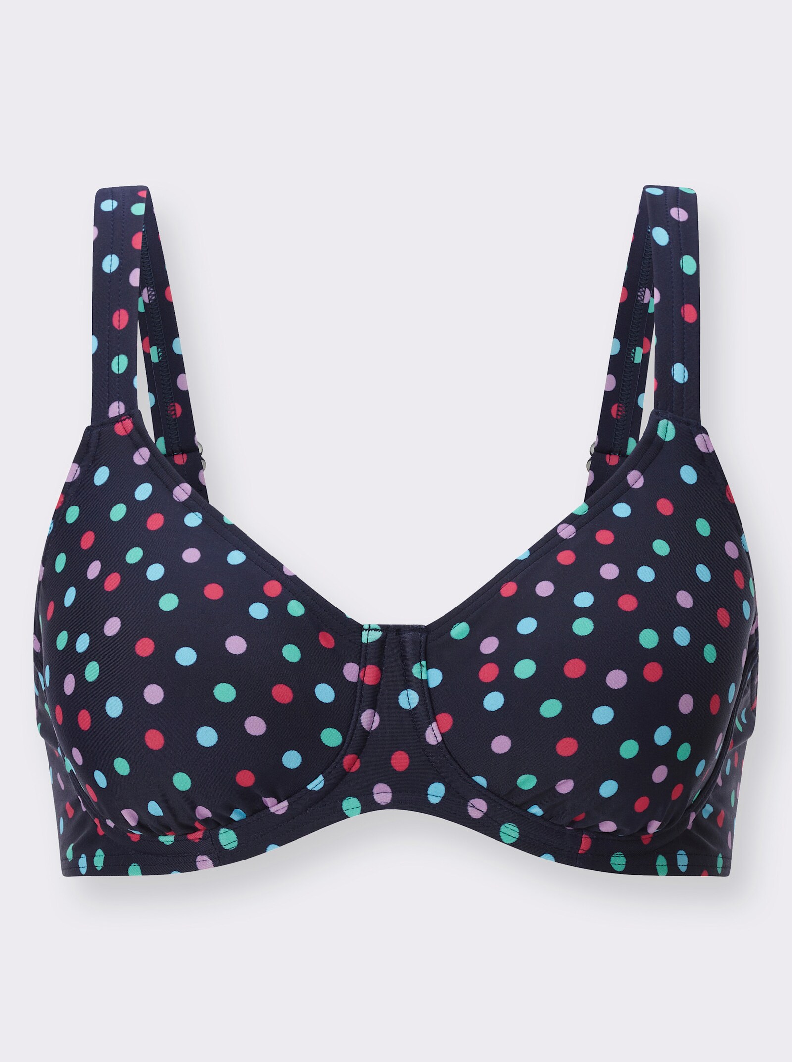 Bikinitop met stippendessin - marine/pink geprint