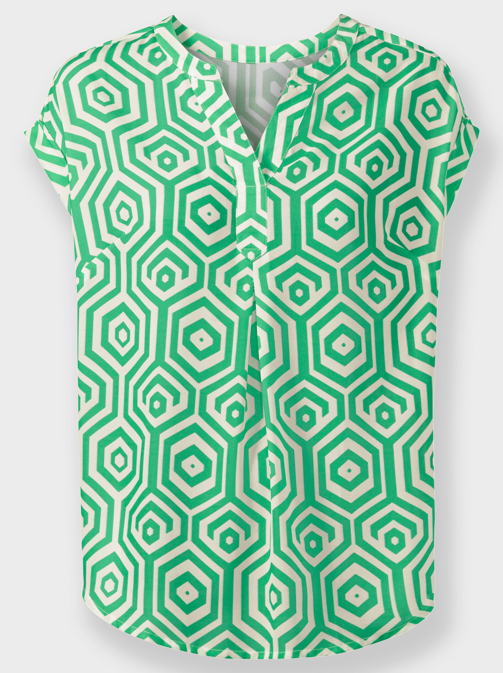 heine Druckbluse mit Grafikdessin - grasgrün-weiß-bedruckt