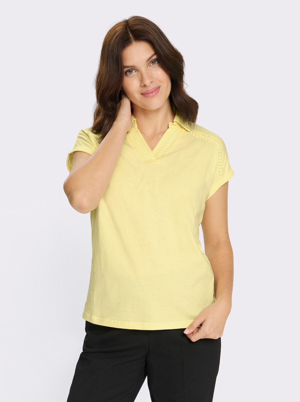 Polokošile s krajkovou bordurou - citronová