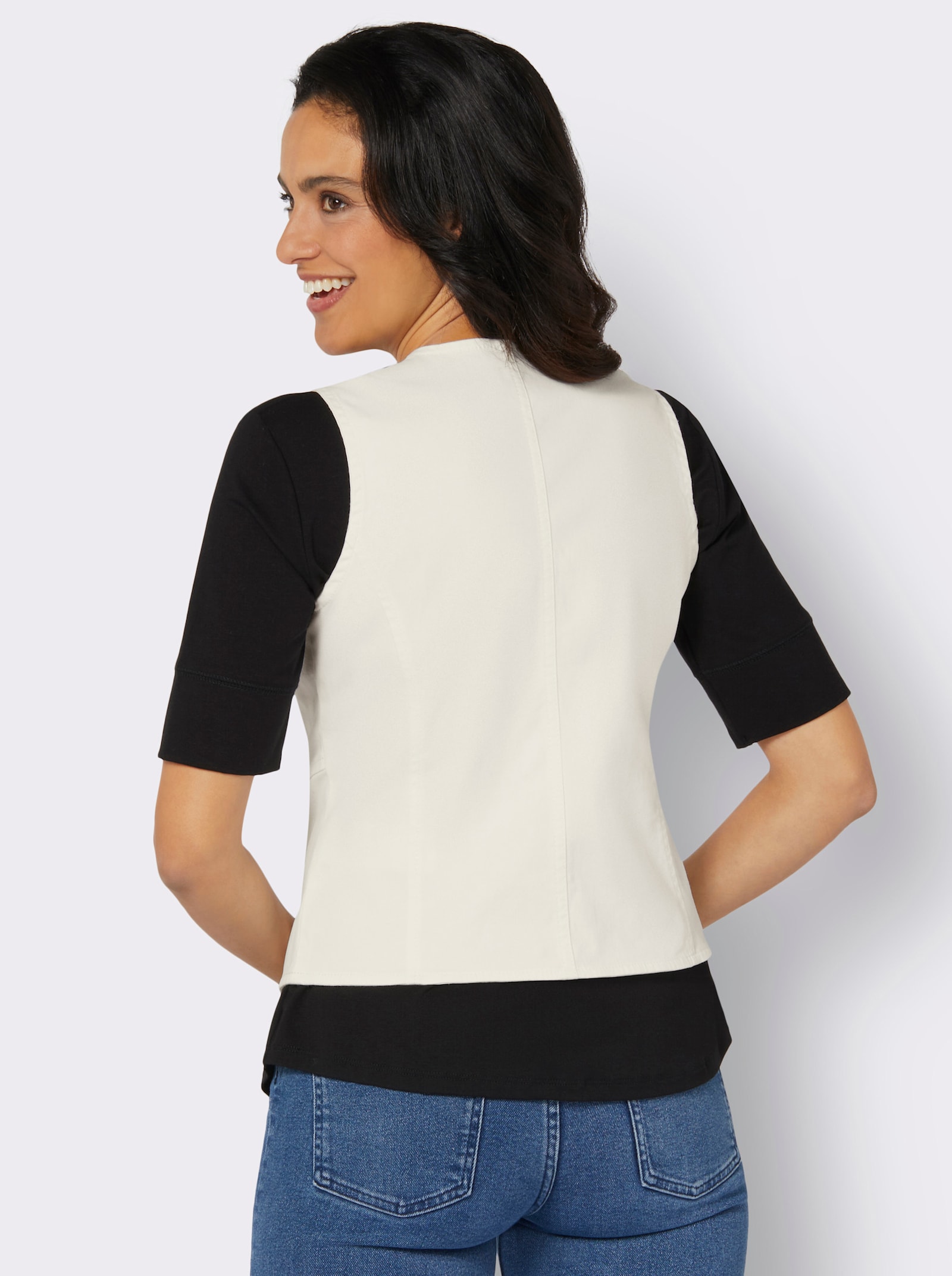 Jeansweste mit tailliertem Schnitt - ecru