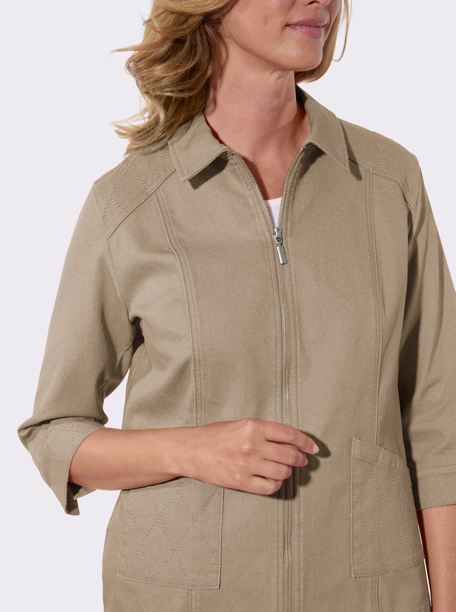 Jeansjacke aus Baumwoll-Stretch - beige