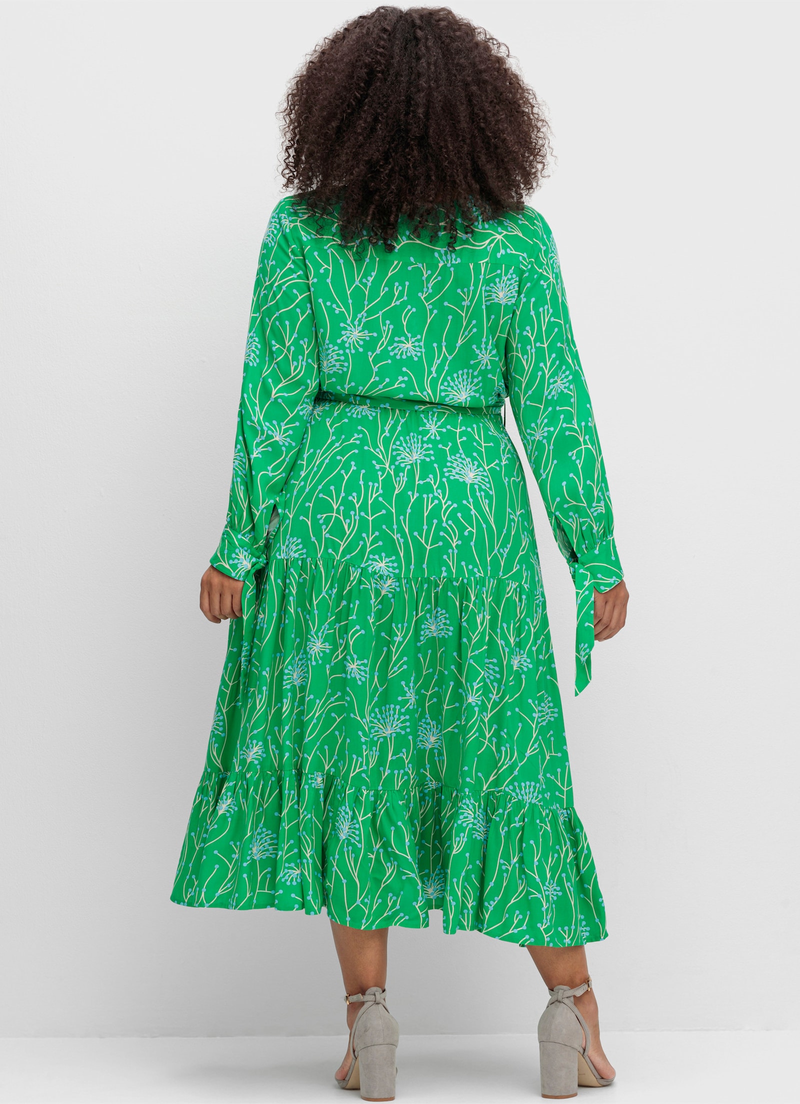 sheego by Joe Browns Maxikleid mit filigranem Druck - grün