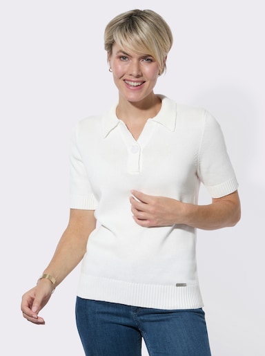 Polopullover mit Rippabschlüssen - ecru