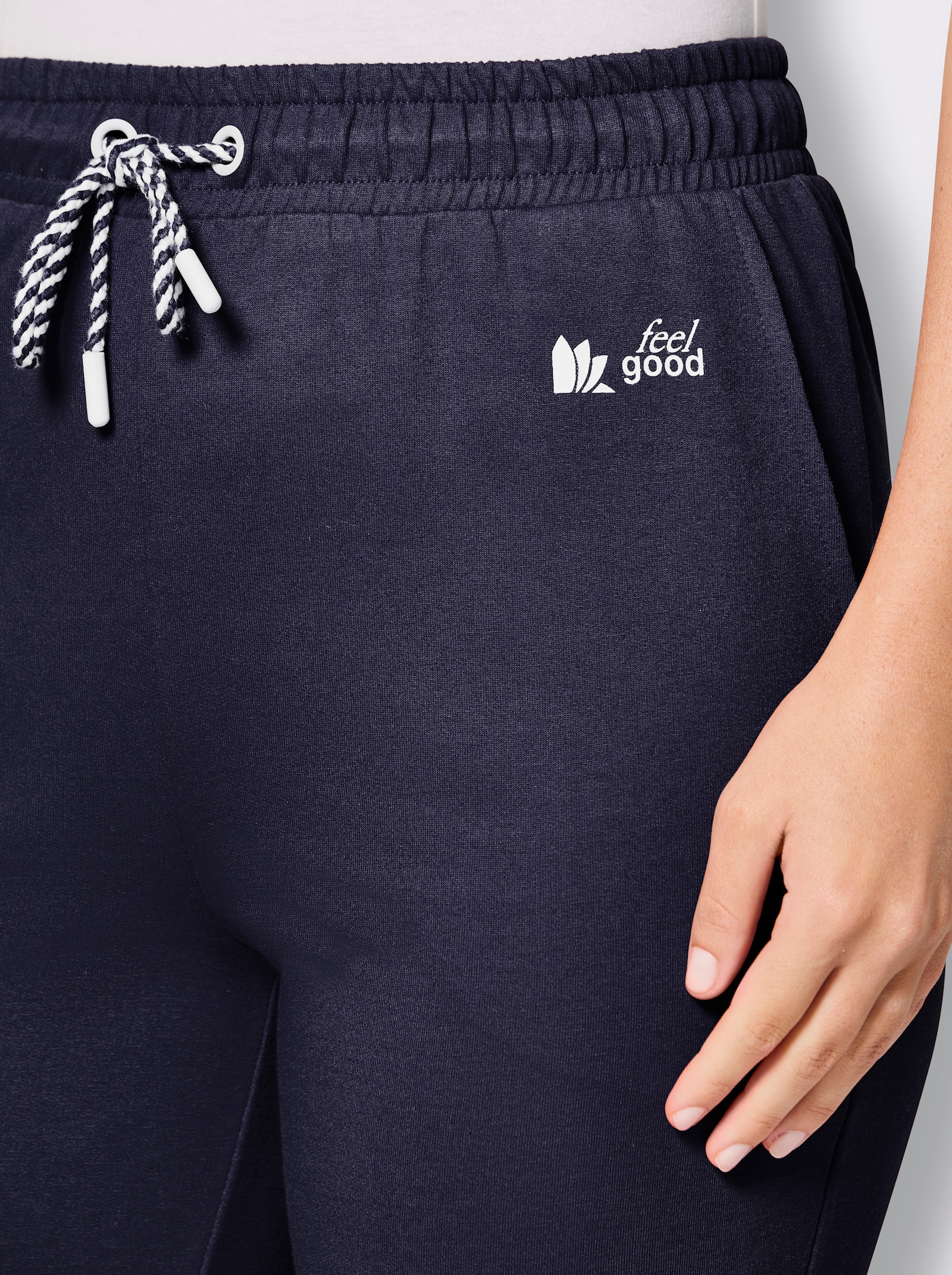 feel good Dehnbund-Hose mit Saumbündchen - marine-weiß