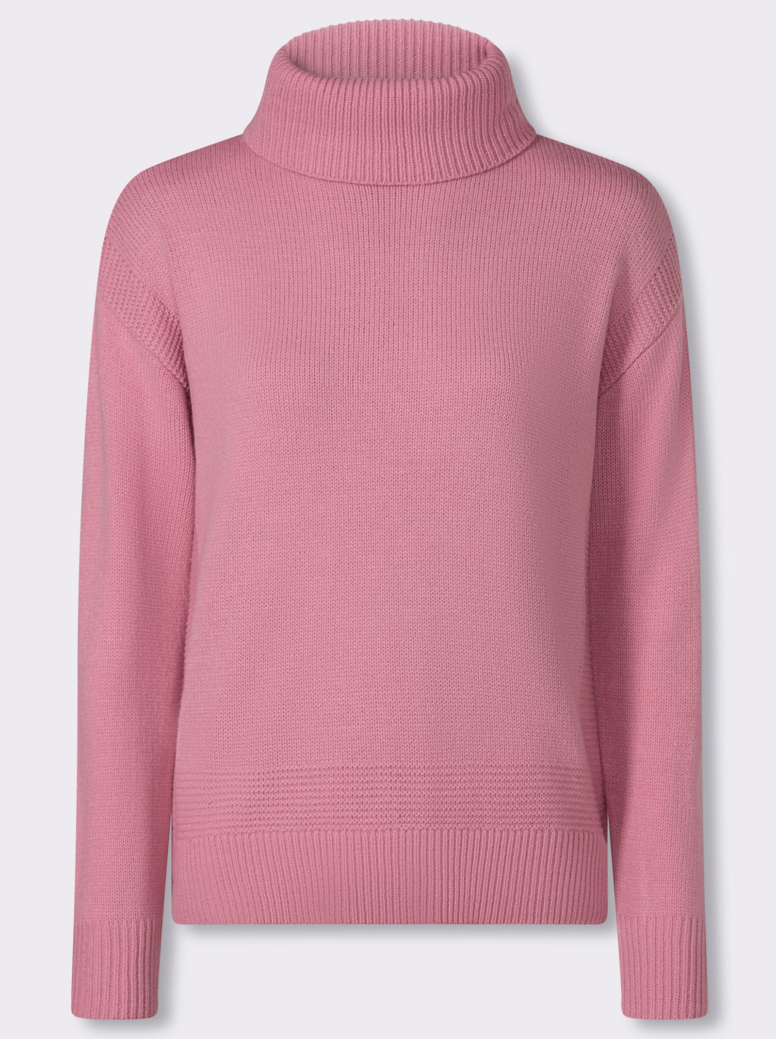 Rollkragenpullover mit Perlfang-Muster - altrosa
