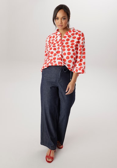 Aniston PLUS Longbluse - weiß-rot
