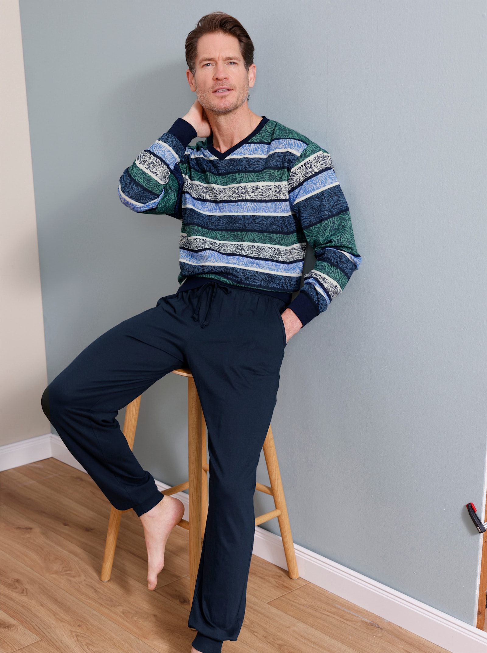 Hajo Schlafanzug - marine-ozean-bedruckt