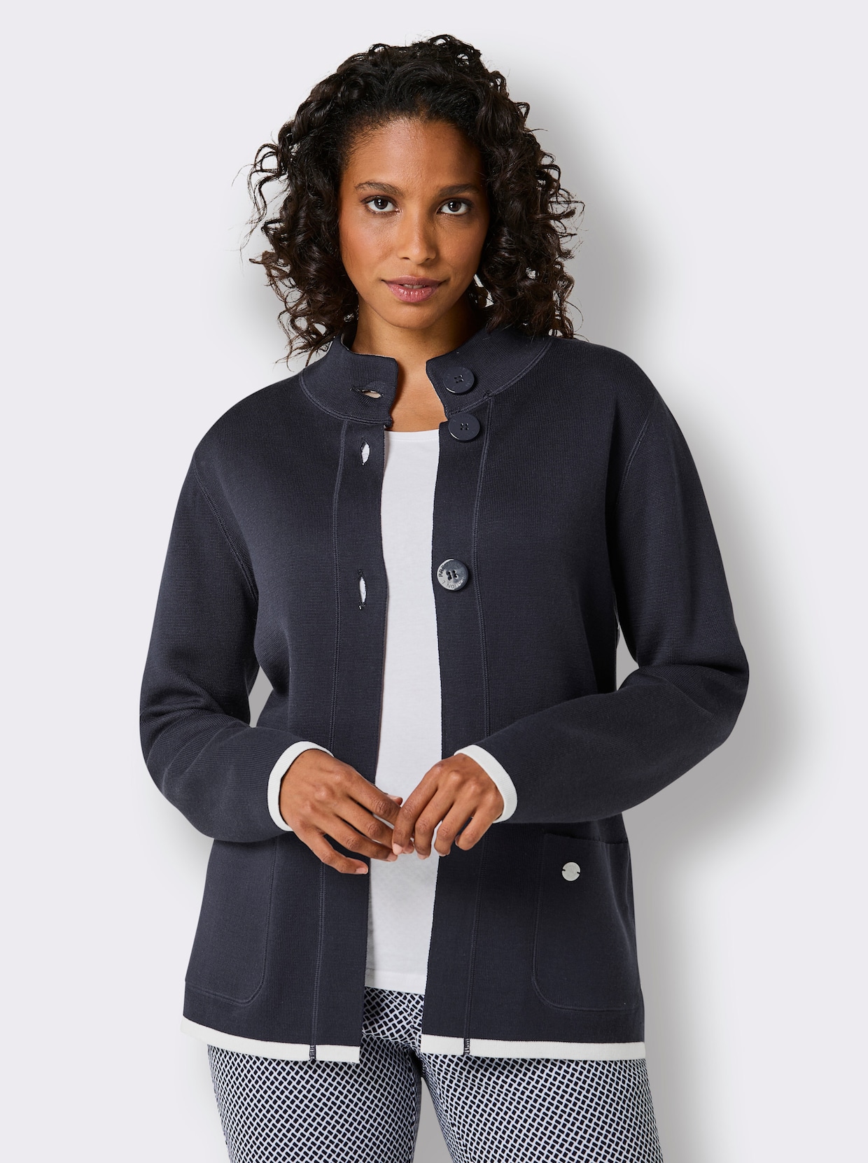 CREATION L PREMIUM Wendejacke - marine-weiß