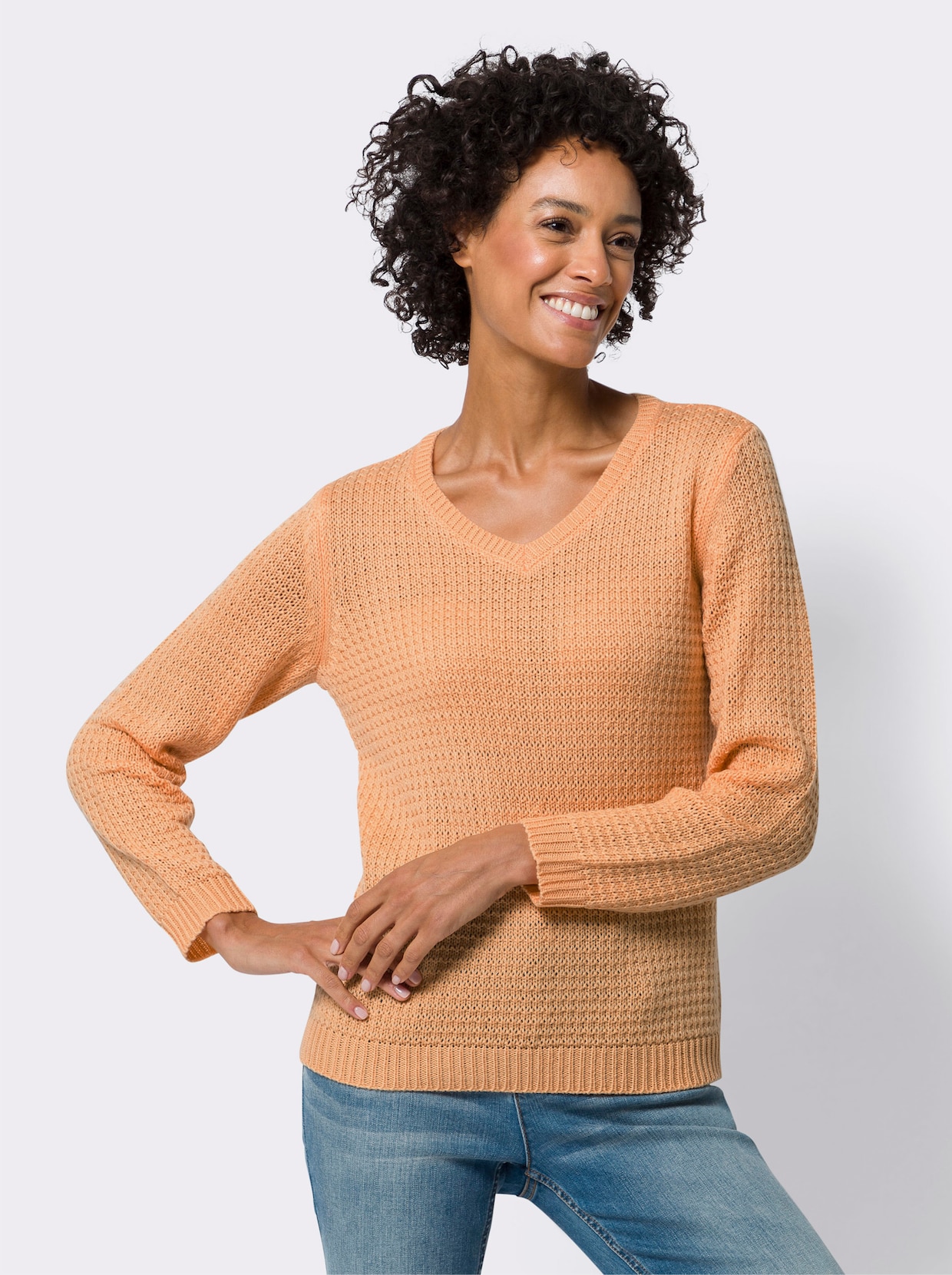 Langarm-Pullover - apricot