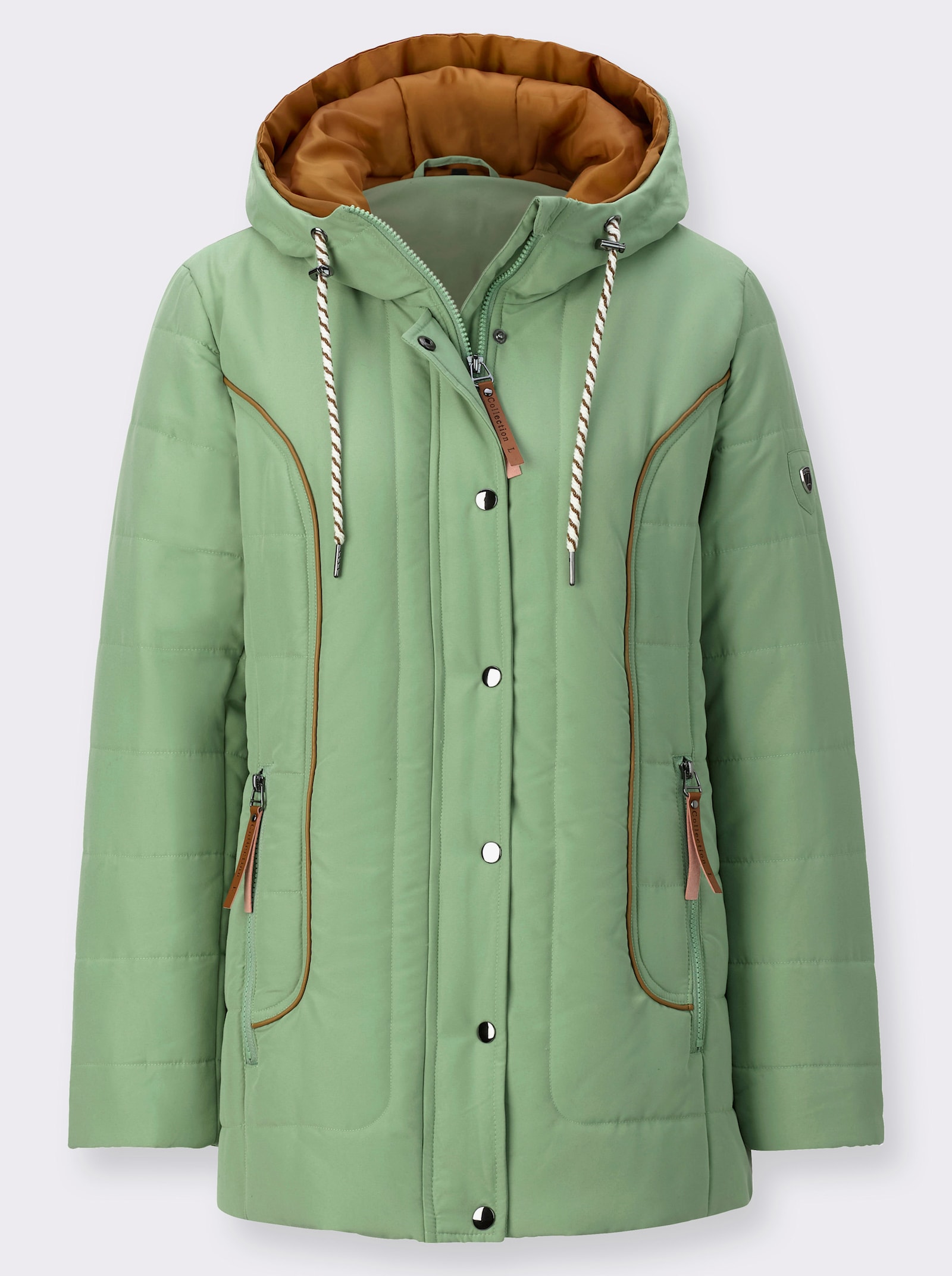 Jacke mit weitenregulierbarer Kapuze - eucalyptus
